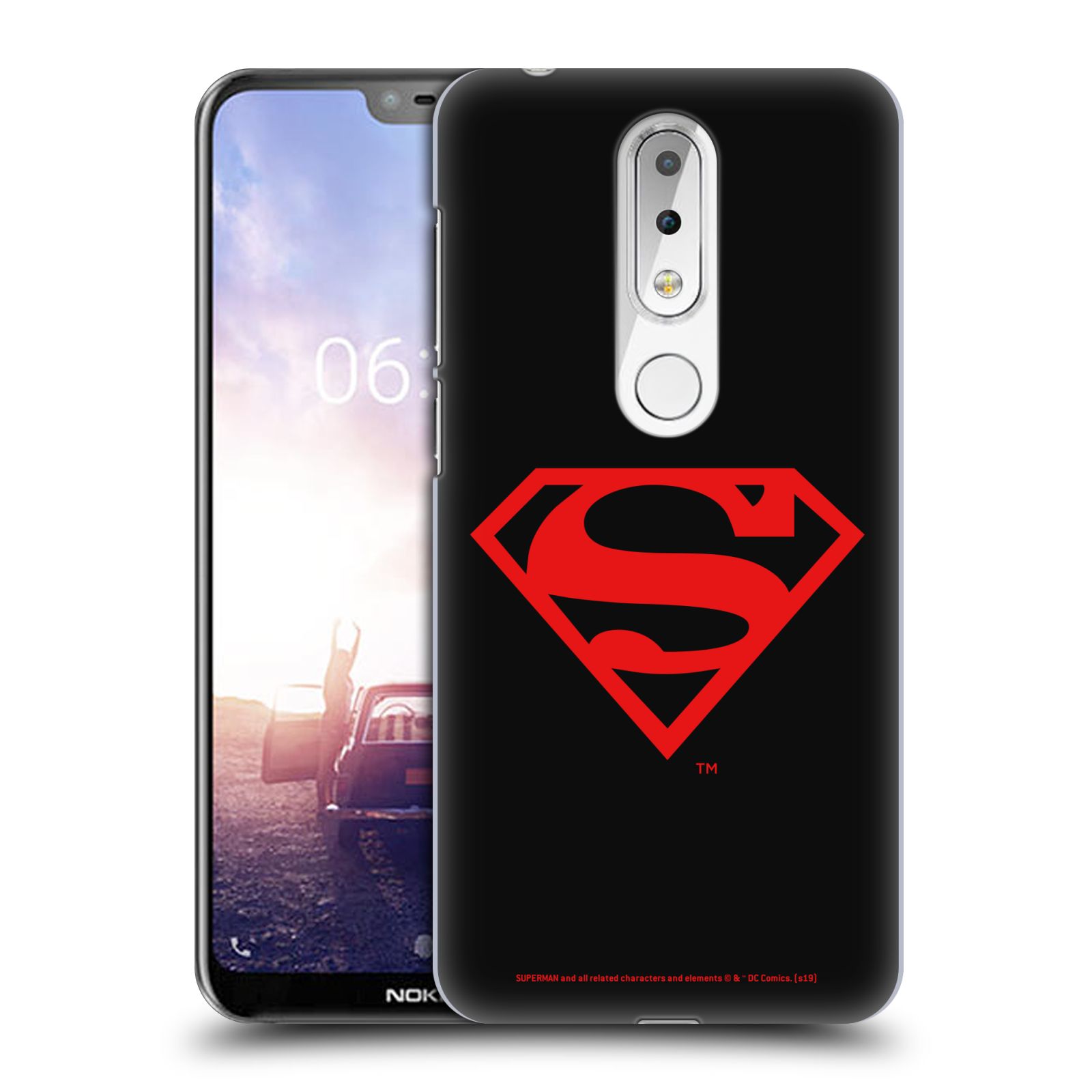 Pouzdro na mobil Nokia 6.1 PLUS - HEAD CASE - DC komix Superman červený znak černé pozadí