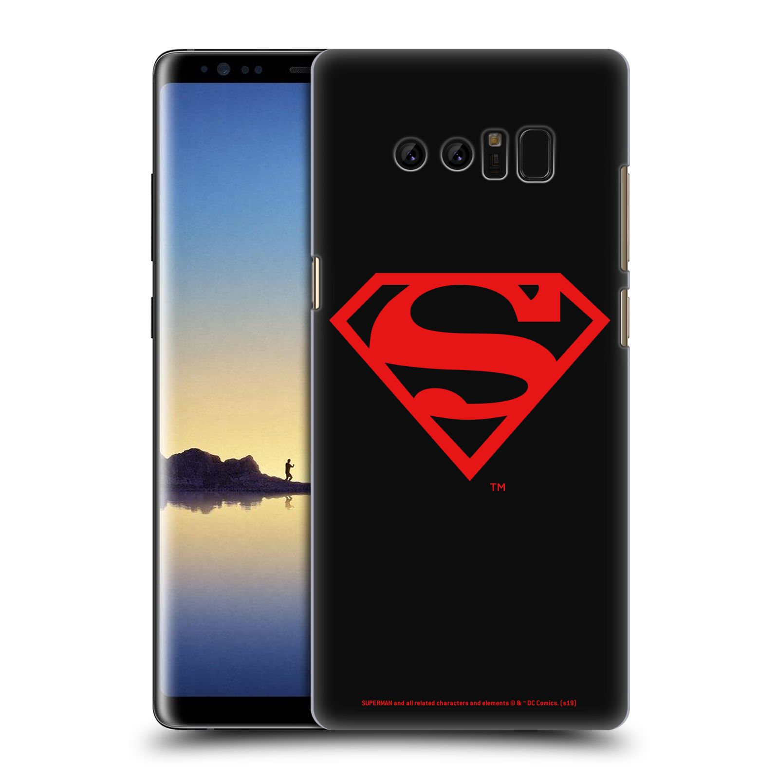 Pouzdro na mobil Samsung Galaxy Note 8 - HEAD CASE - DC komix Superman červený znak černé pozadí