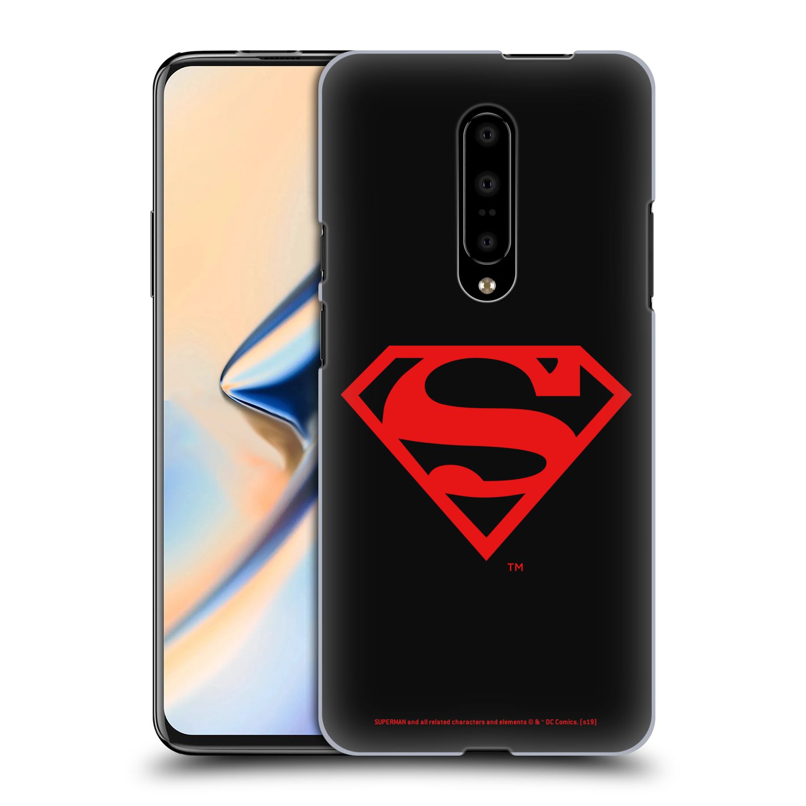Pouzdro na mobil OnePlus 7 - HEAD CASE - DC komix Superman červený znak černé pozadí