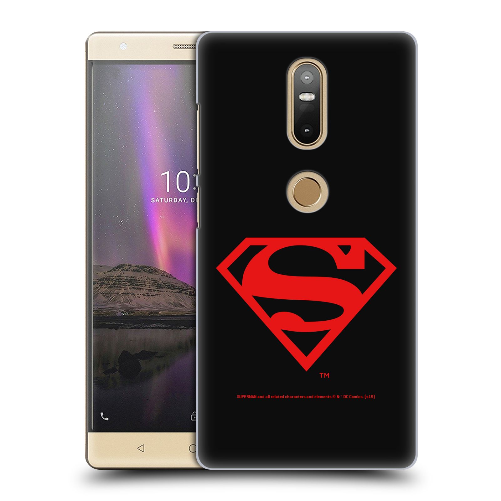 Pouzdro na mobil Lenovo Phab 2 PLUS - HEAD CASE - DC komix Superman červený znak černé pozadí