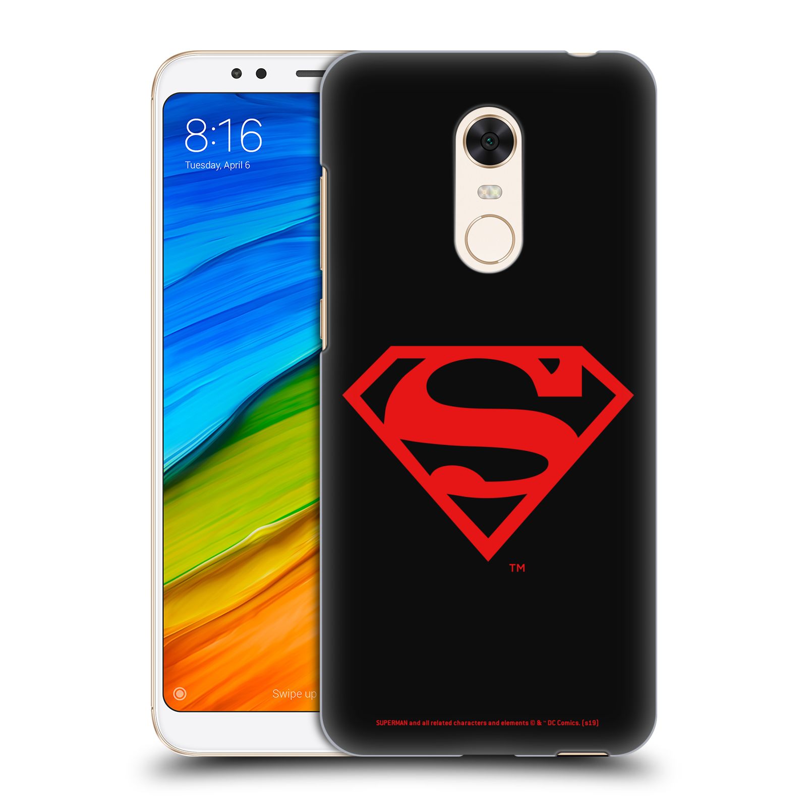 Pouzdro na mobil Xiaomi Redmi 5 PLUS (REDMI 5+) - HEAD CASE - DC komix Superman červený znak černé pozadí