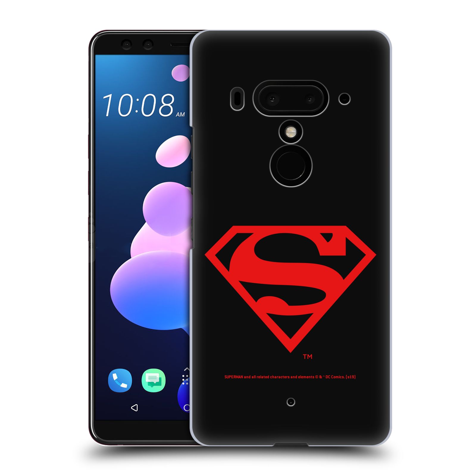 Pouzdro na mobil HTC U 12 PLUS / U 12+ DUAL SIM - HEAD CASE - DC komix Superman červený znak černé pozadí