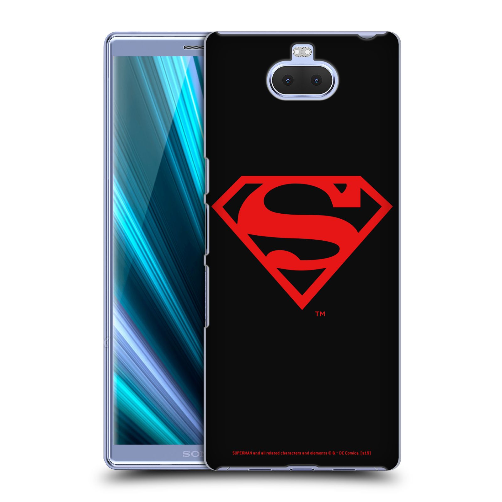 Pouzdro na mobil Sony Xperia 10 - HEAD CASE - DC komix Superman červený znak černé pozadí