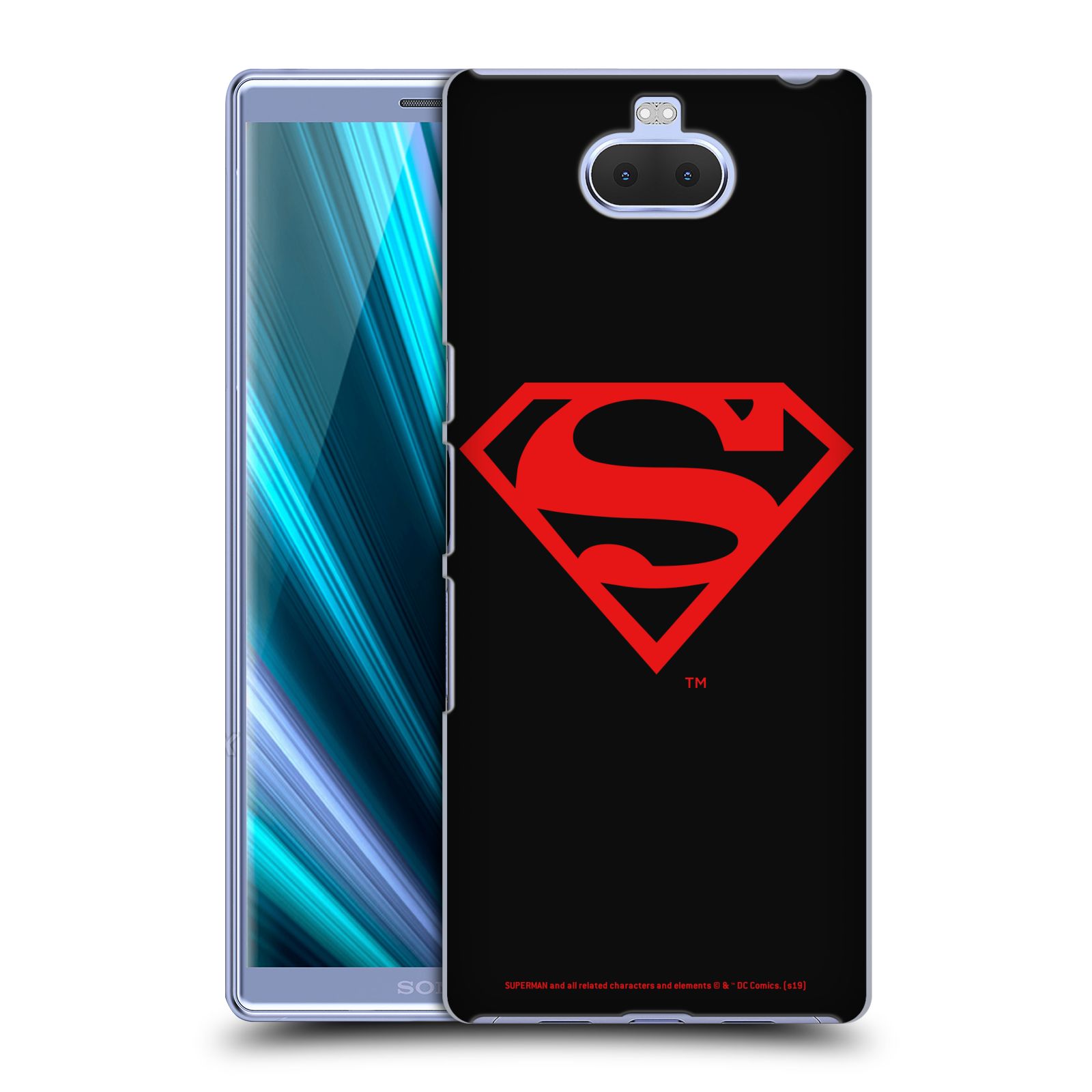Pouzdro na mobil Sony Xperia 10 Plus - HEAD CASE - DC komix Superman červený znak černé pozadí