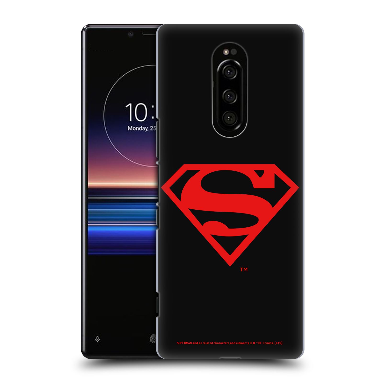 Pouzdro na mobil Sony Xperia 1 - HEAD CASE - DC komix Superman červený znak černé pozadí