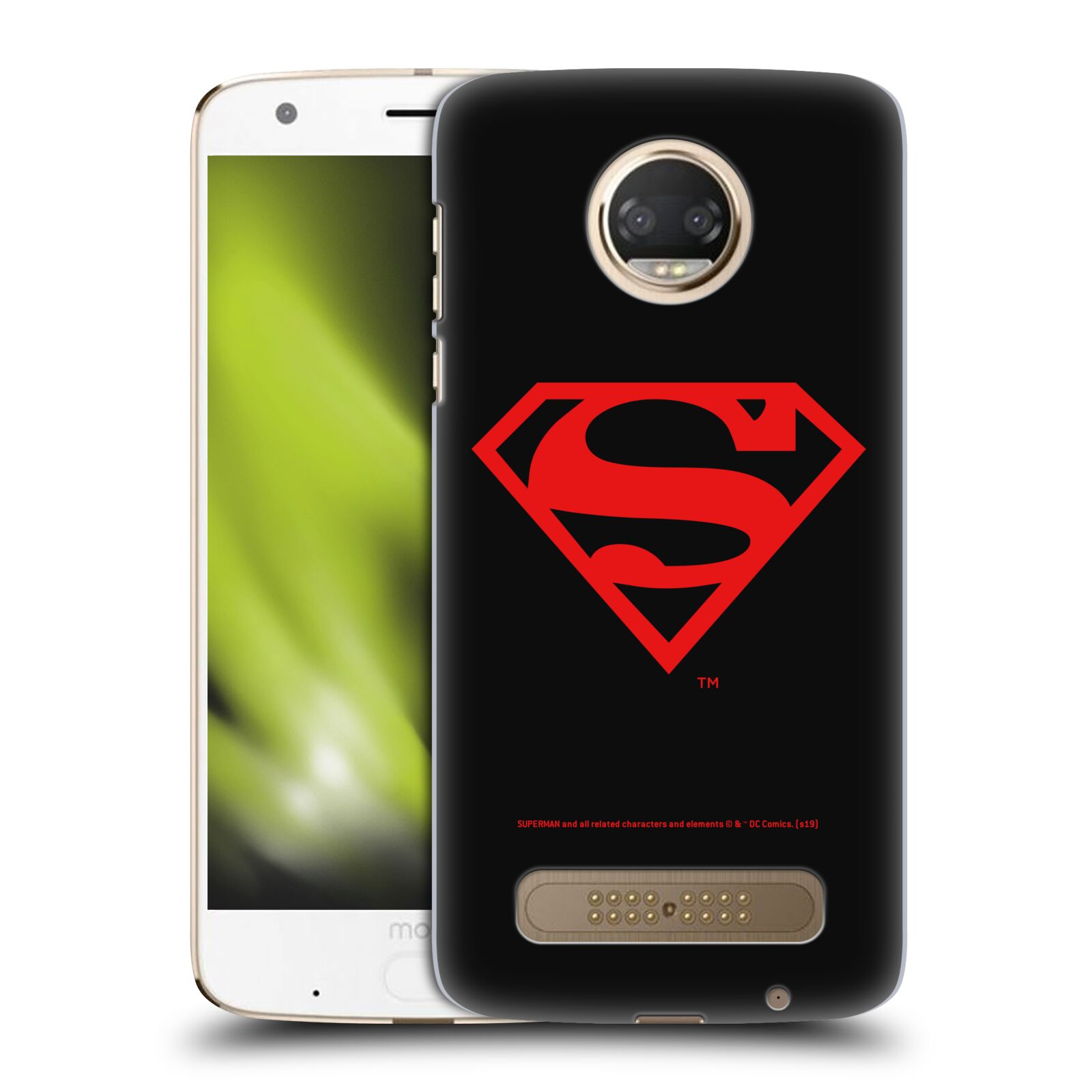 Pouzdro na mobil Motorola Moto Z2 PLAY - HEAD CASE - DC komix Superman červený znak černé pozadí