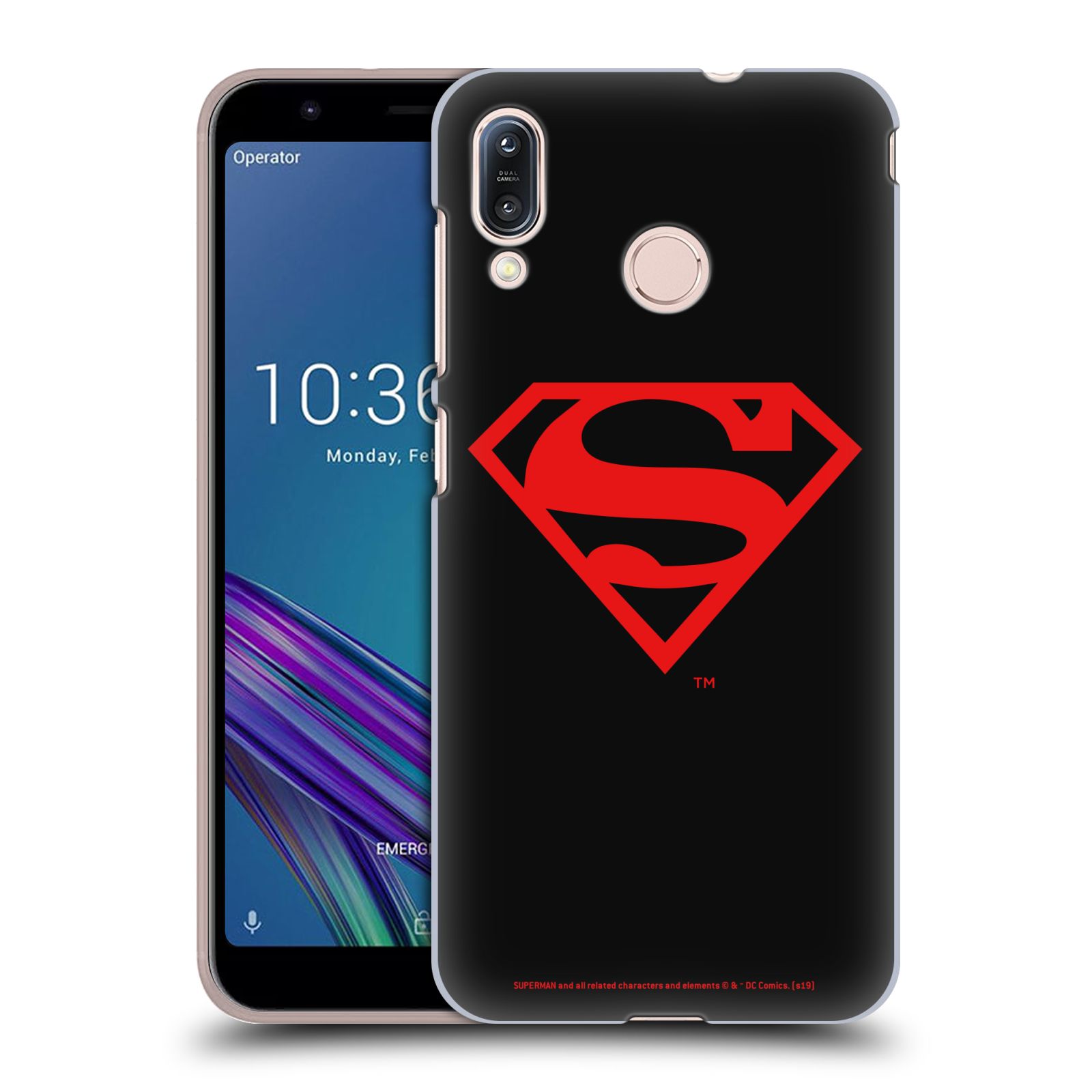 Pouzdro na mobil ASUS ZENFONE MAX M1 (ZB555KL) - HEAD CASE - DC komix Superman červený znak černé pozadí