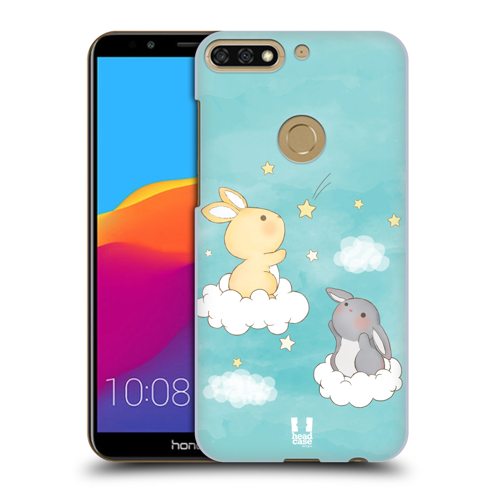 HEAD CASE plastový obal na mobil Honor 7c vzor králíček a hvězdy modrá