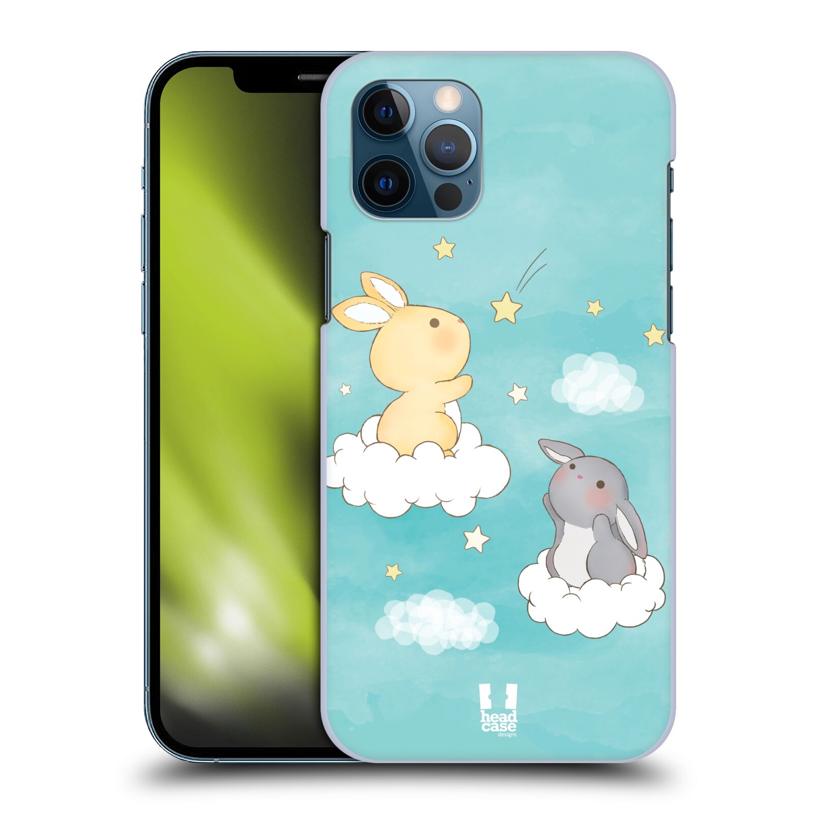 HEAD CASE plastový obal na mobil Apple Iphone 12 / Iphone 12 PRO vzor králíček a hvězdy modrá