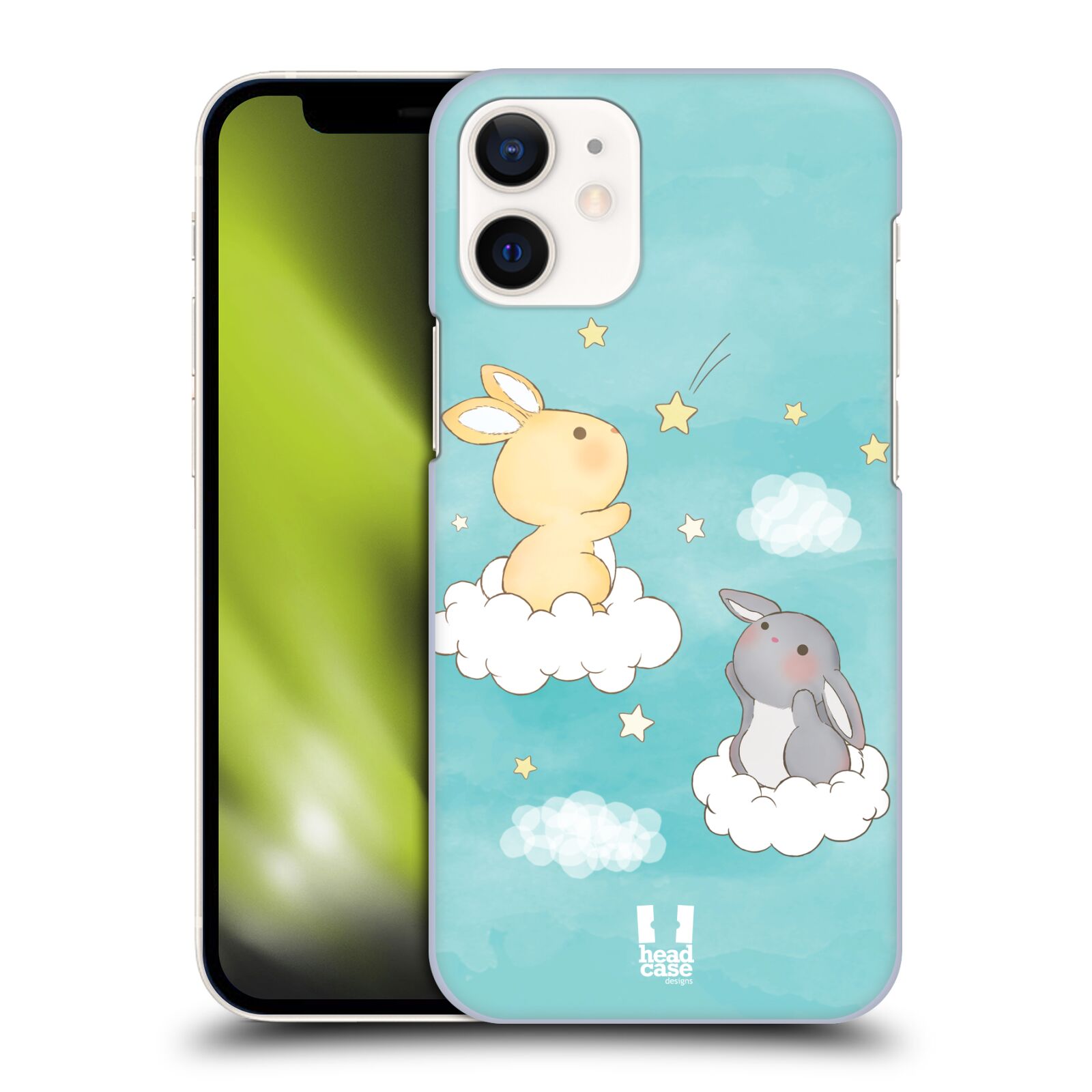 Plastový obal na mobil Apple Iphone 12 MINI vzor králíček a hvězdy modrá
