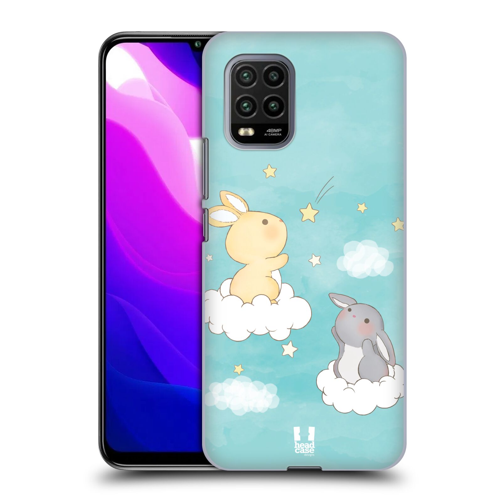 Zadní kryt, obal na mobil Xiaomi Mi 10 LITE vzor králíček a hvězdy modrá
