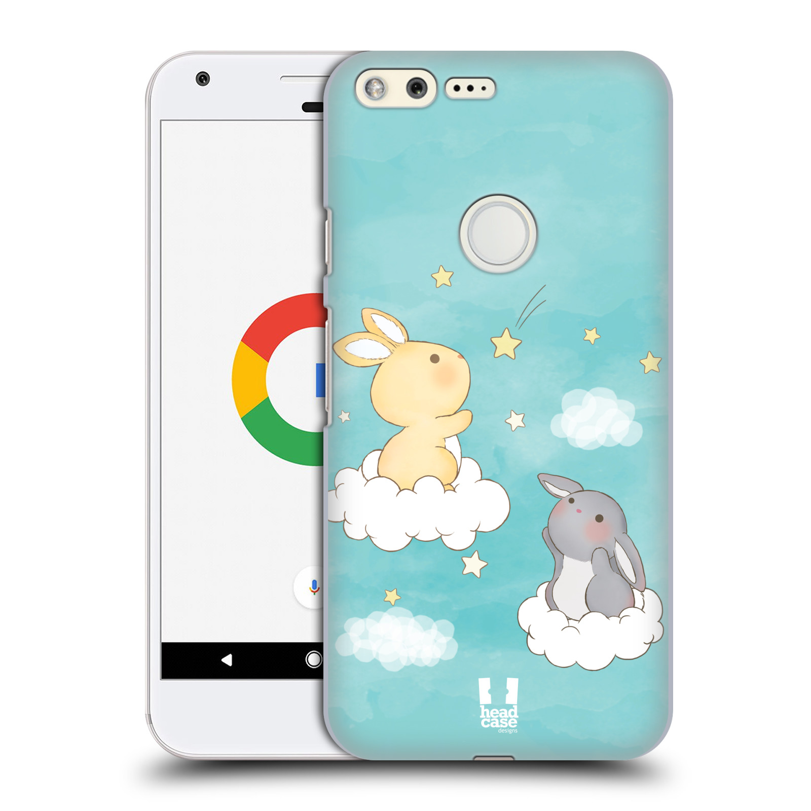 HEAD CASE plastový obal na mobil GOOGLE Pixel vzor králíček a hvězdy modrá
