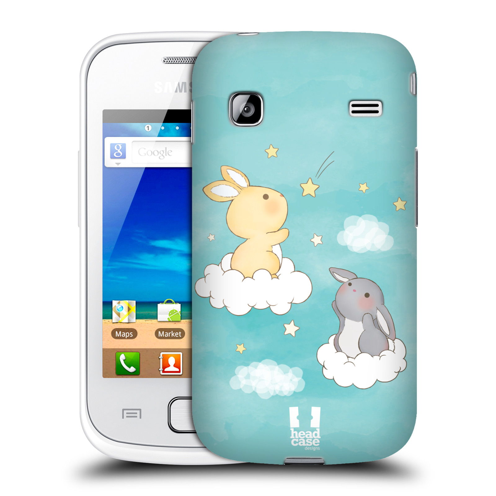 HEAD CASE plastový obal na mobil SAMSUNG GALAXY GIO (S5660) vzor králíček a hvězdy modrá