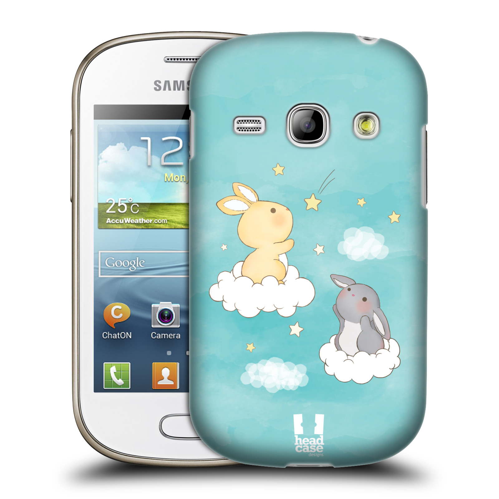HEAD CASE plastový obal na mobil SAMSUNG GALAXY FAME (S6810) vzor králíček a hvězdy modrá