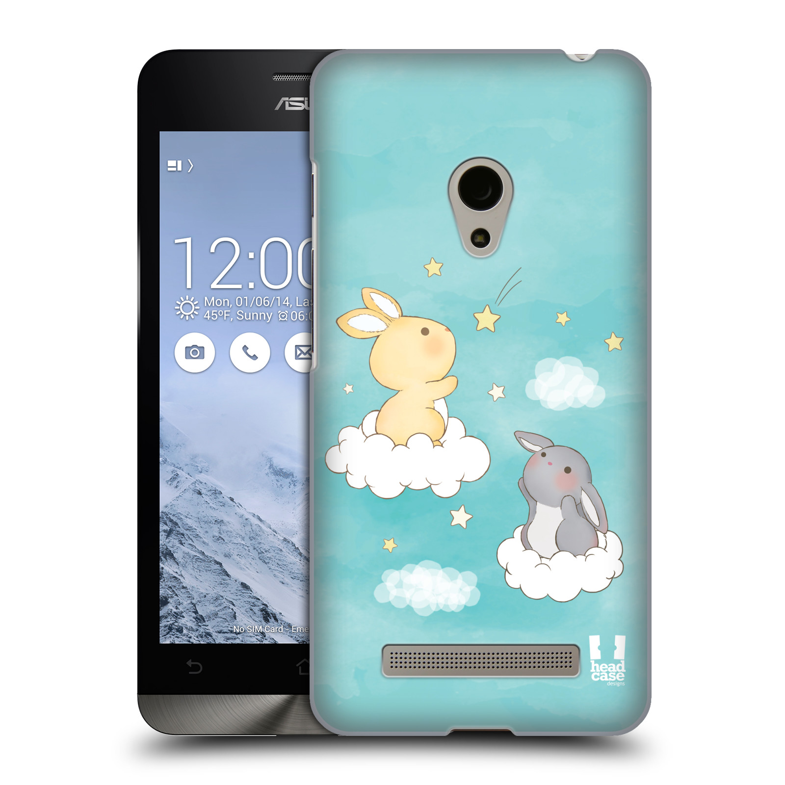 HEAD CASE plastový obal na mobil Asus Zenfone 5 vzor králíček a hvězdy modrá