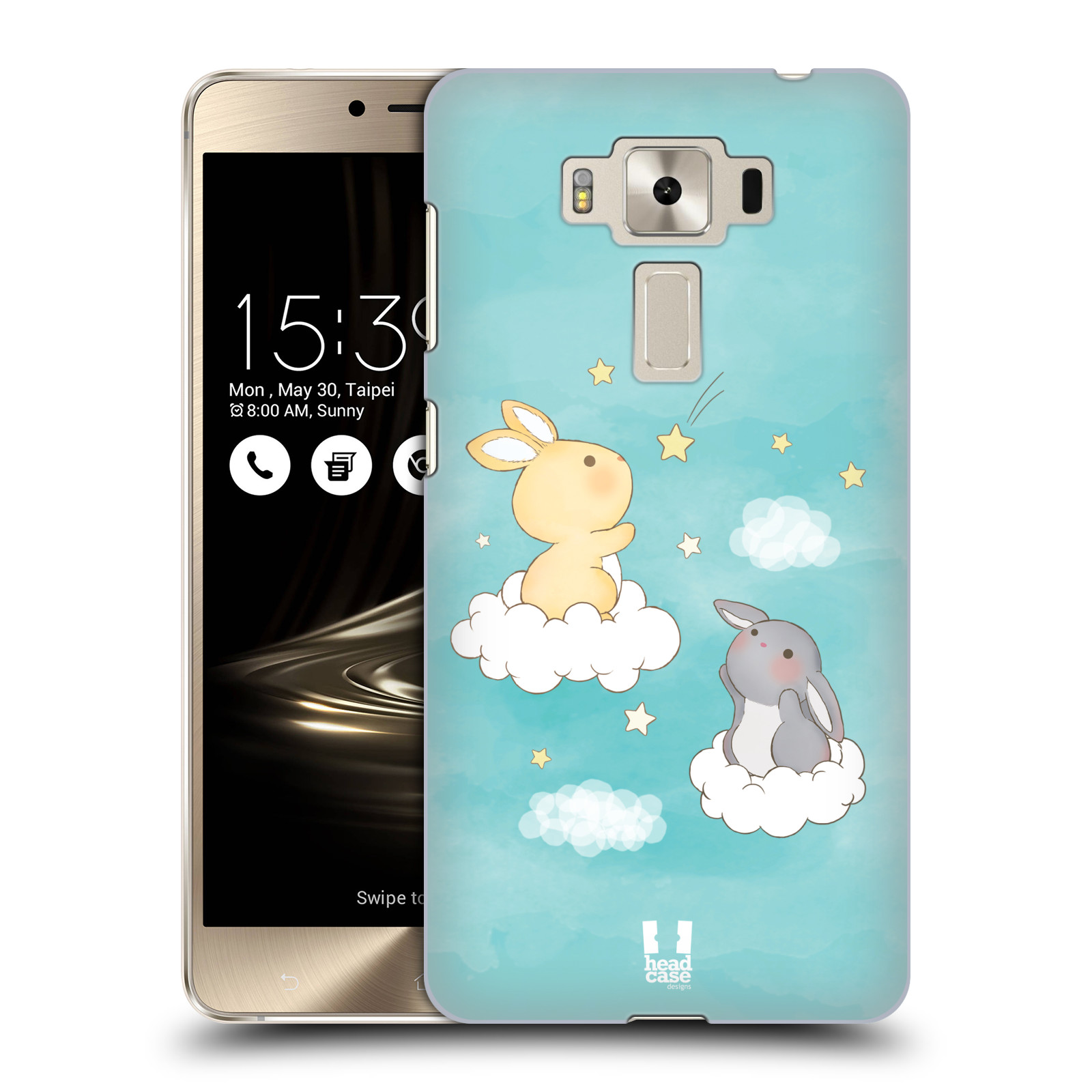 HEAD CASE plastový obal na mobil Asus Zenfone 3 DELUXE ZS550KL vzor králíček a hvězdy modrá