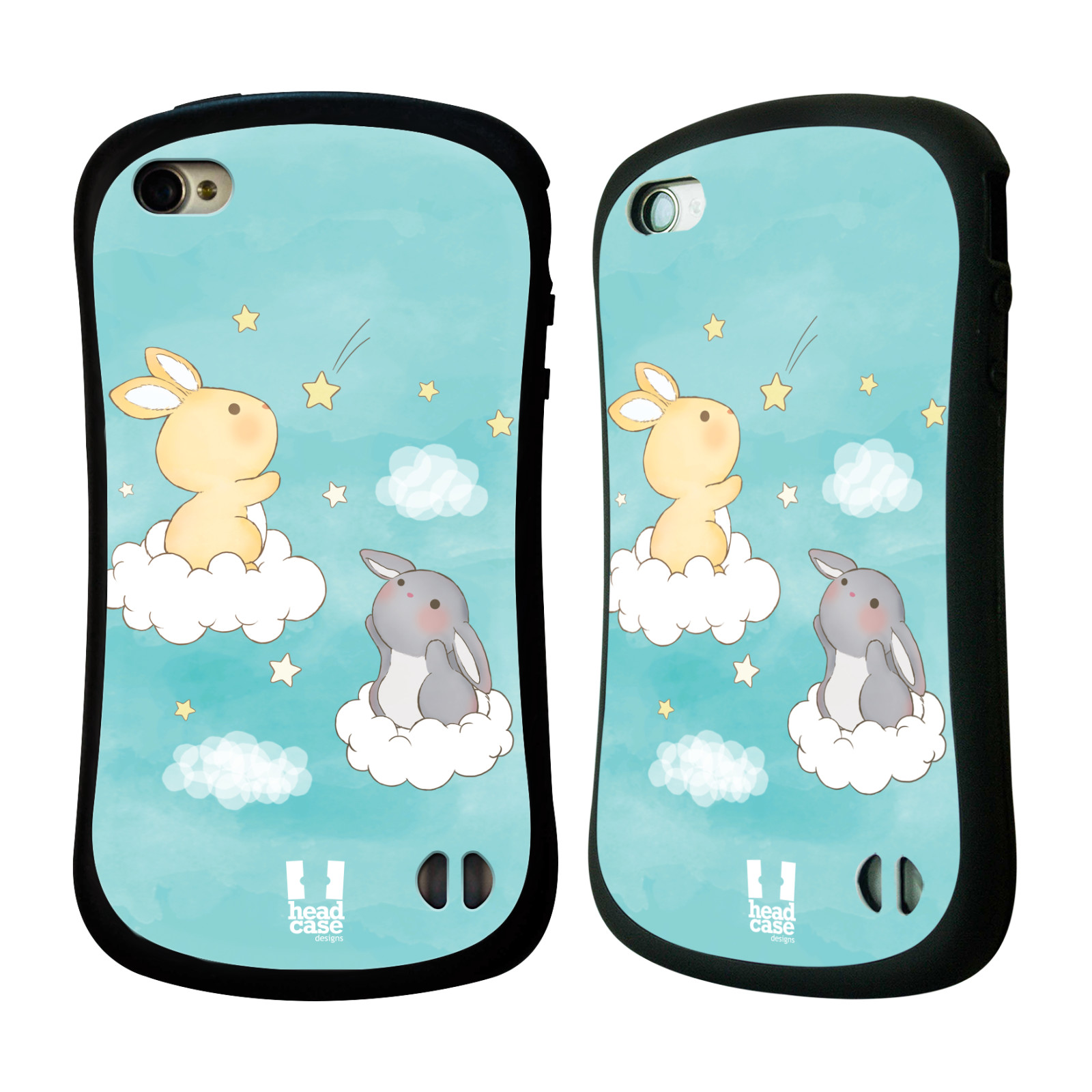HEAD CASE silikon/plast odolný obal na mobil Apple Iphone 4/4S vzor králíček a hvězdy modrá