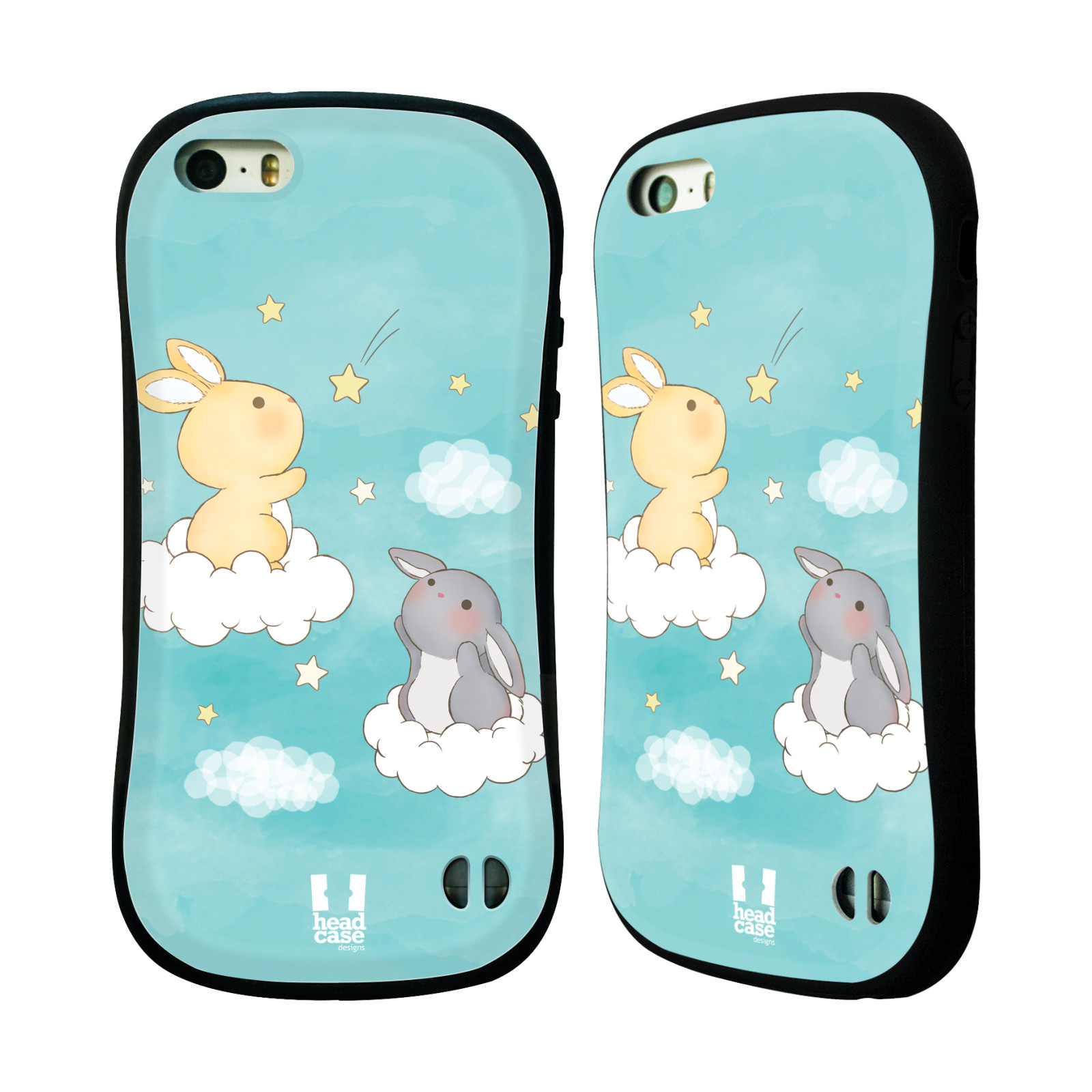 HEAD CASE silikon/plast odolný obal na mobil Apple Iphone 5/5S vzor králíček a hvězdy modrá