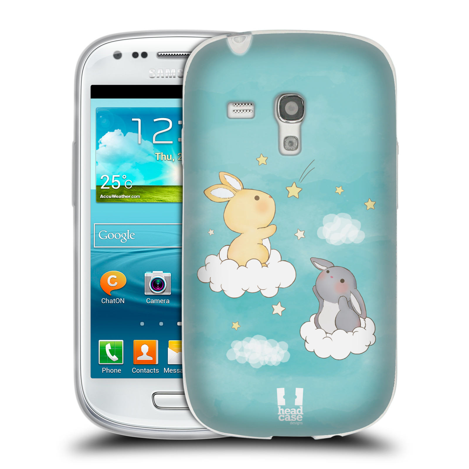 HEAD CASE silikonový obal na mobil Samsung Galaxy S3 MINI i8190 vzor králíček a hvězdy modrá