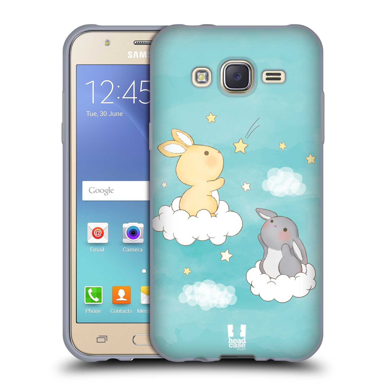 HEAD CASE silikonový obal na mobil Samsung Galaxy J5, J500, (J5 DUOS) vzor králíček a hvězdy modrá