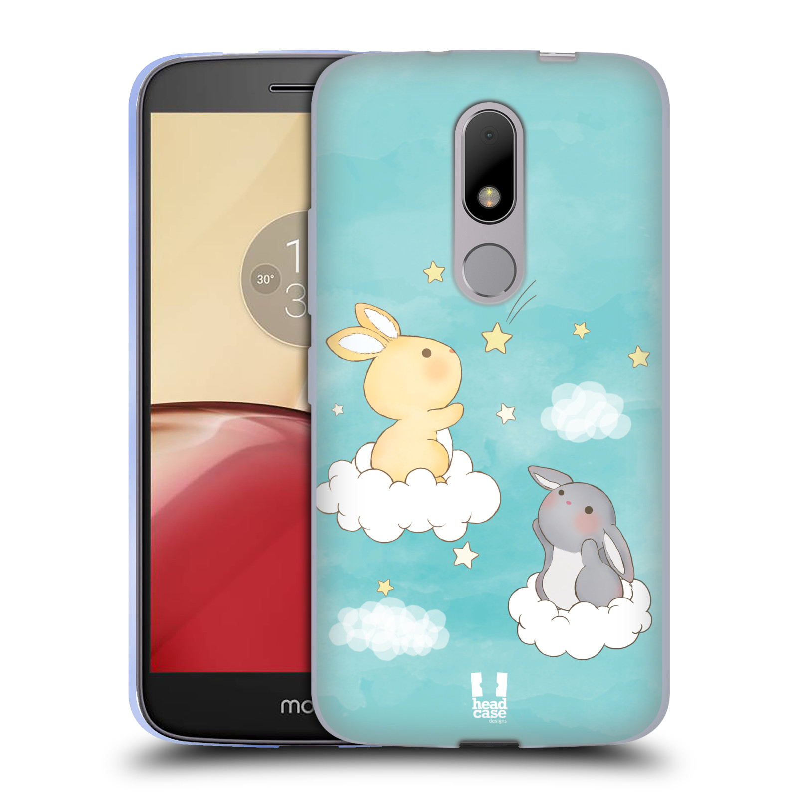 HEAD CASE silikonový obal na mobil Lenovo Moto M vzor králíček a hvězdy modrá