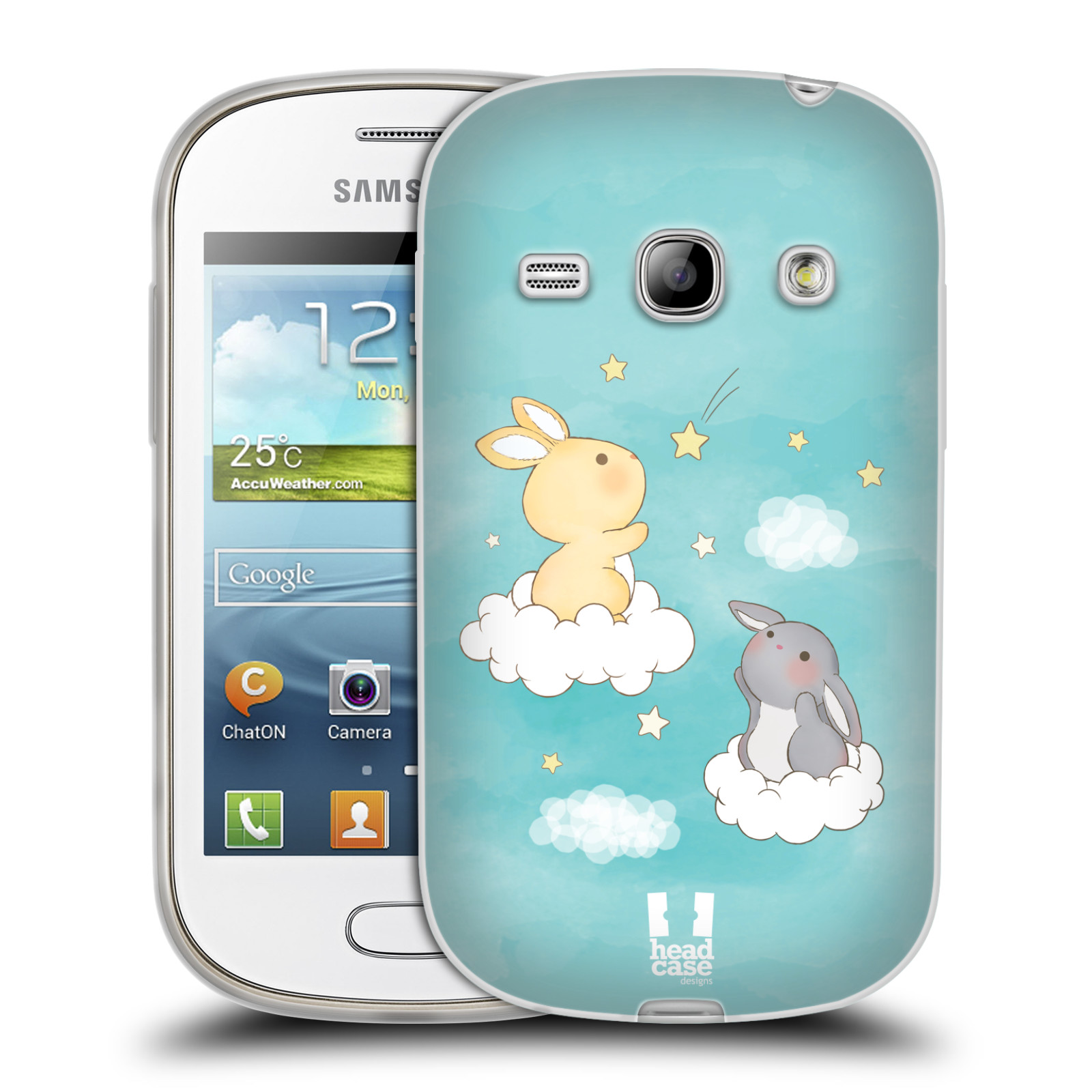 HEAD CASE silikonový obal na mobil Samsung Galaxy FAME vzor králíček a hvězdy modrá