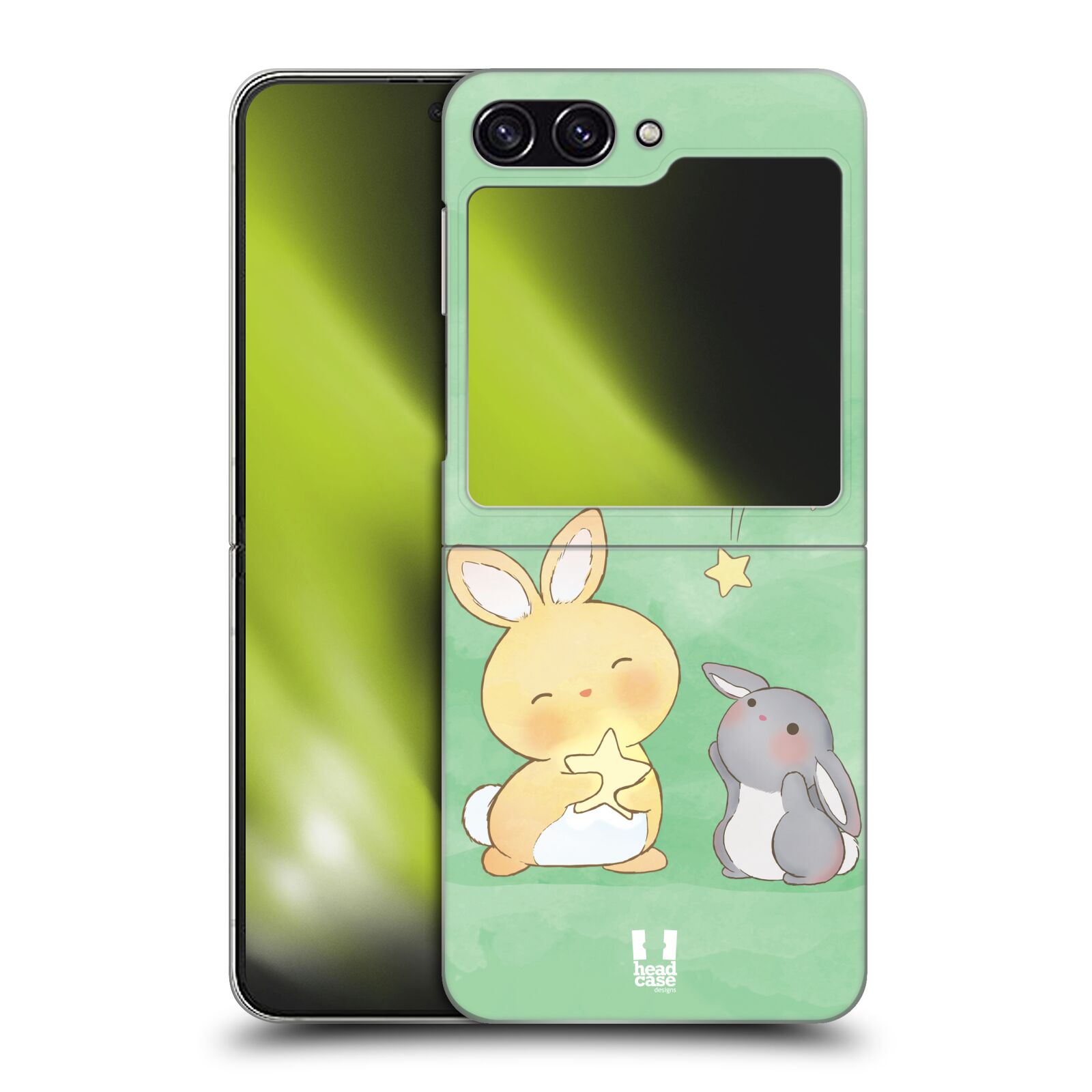 Plastový obal HEAD CASE na mobil Samsung Galaxy Z Flip 5 vzor králíček a hvězdy zelená