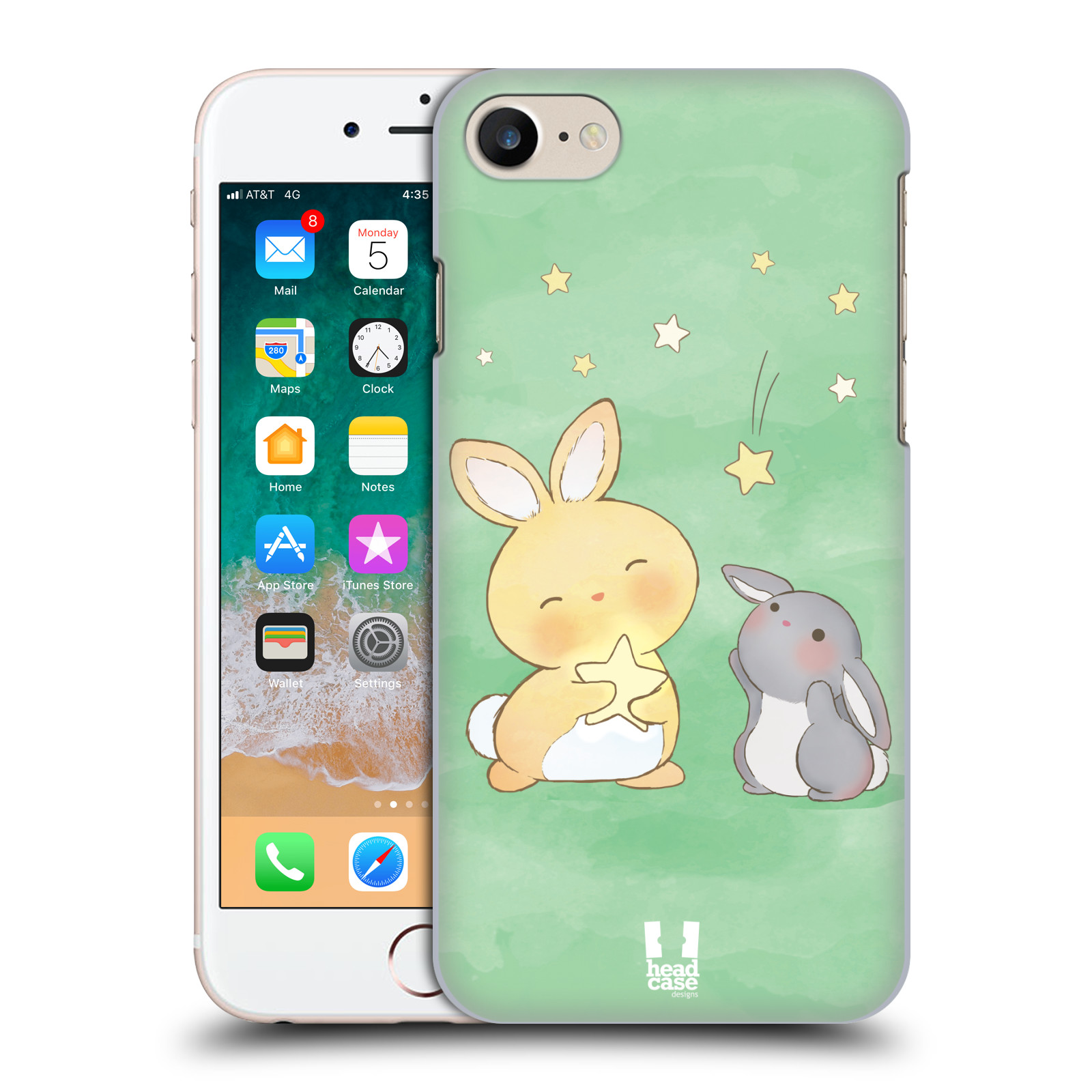 Zadní obal pro mobil Apple Iphone 7/8/SE2020 - HEAD CASE - Dva Zajíčci a hvězdy
