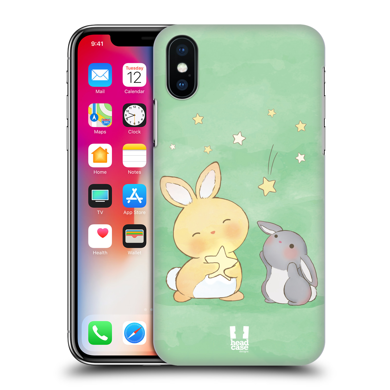 Zadní obal pro mobil Apple Iphone X / XS - HEAD CASE - Dva Zajíčci a hvězdy