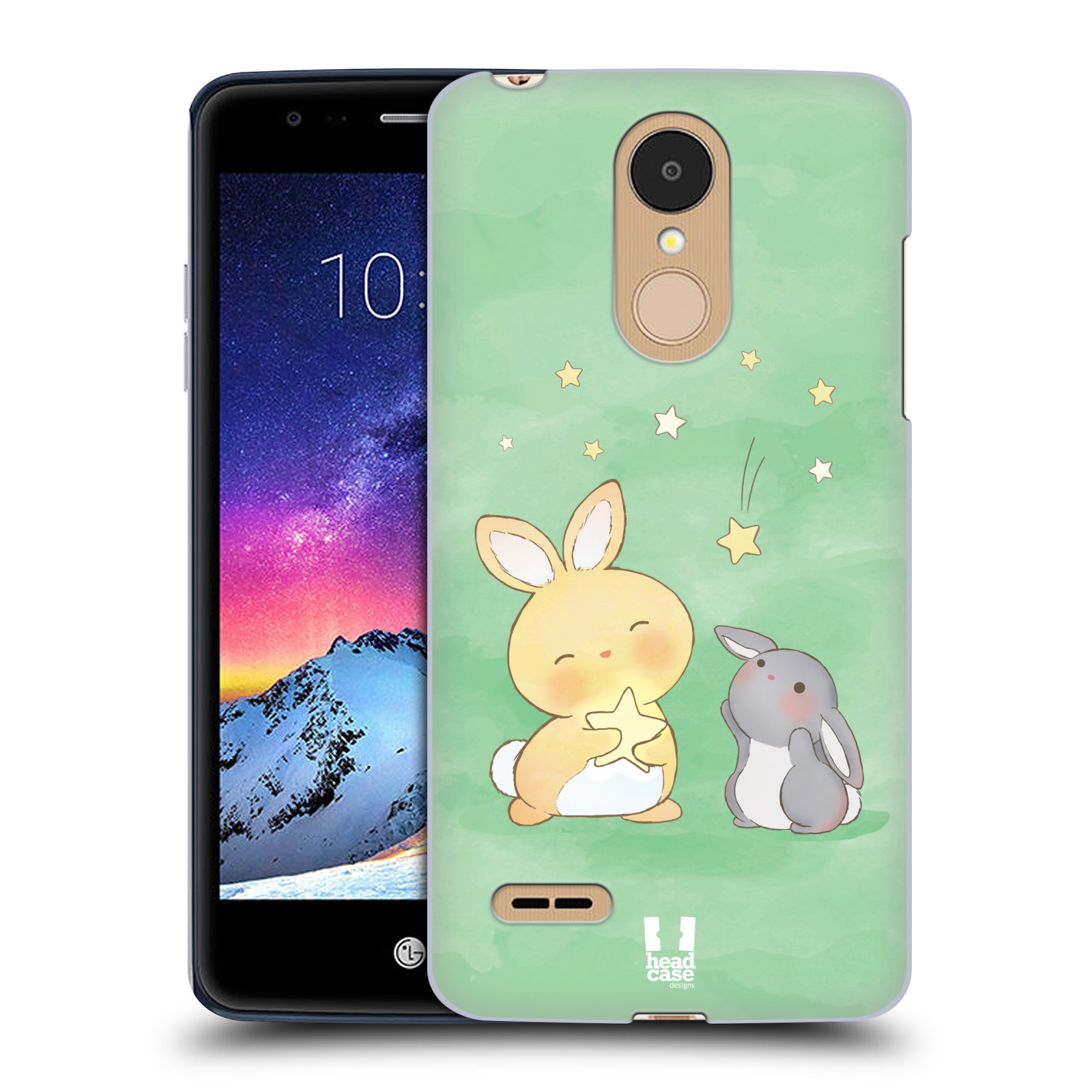 HEAD CASE plastový obal na mobil LG K9 / K8 2018 vzor králíček a hvězdy zelená