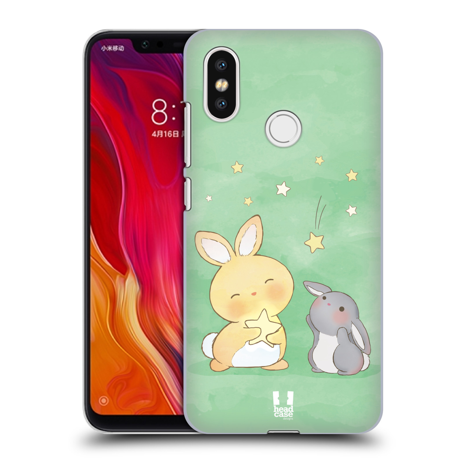 Zadní obal pro mobil Xiaomi Mi 8 - HEAD CASE - Dva Zajíčci a hvězdy