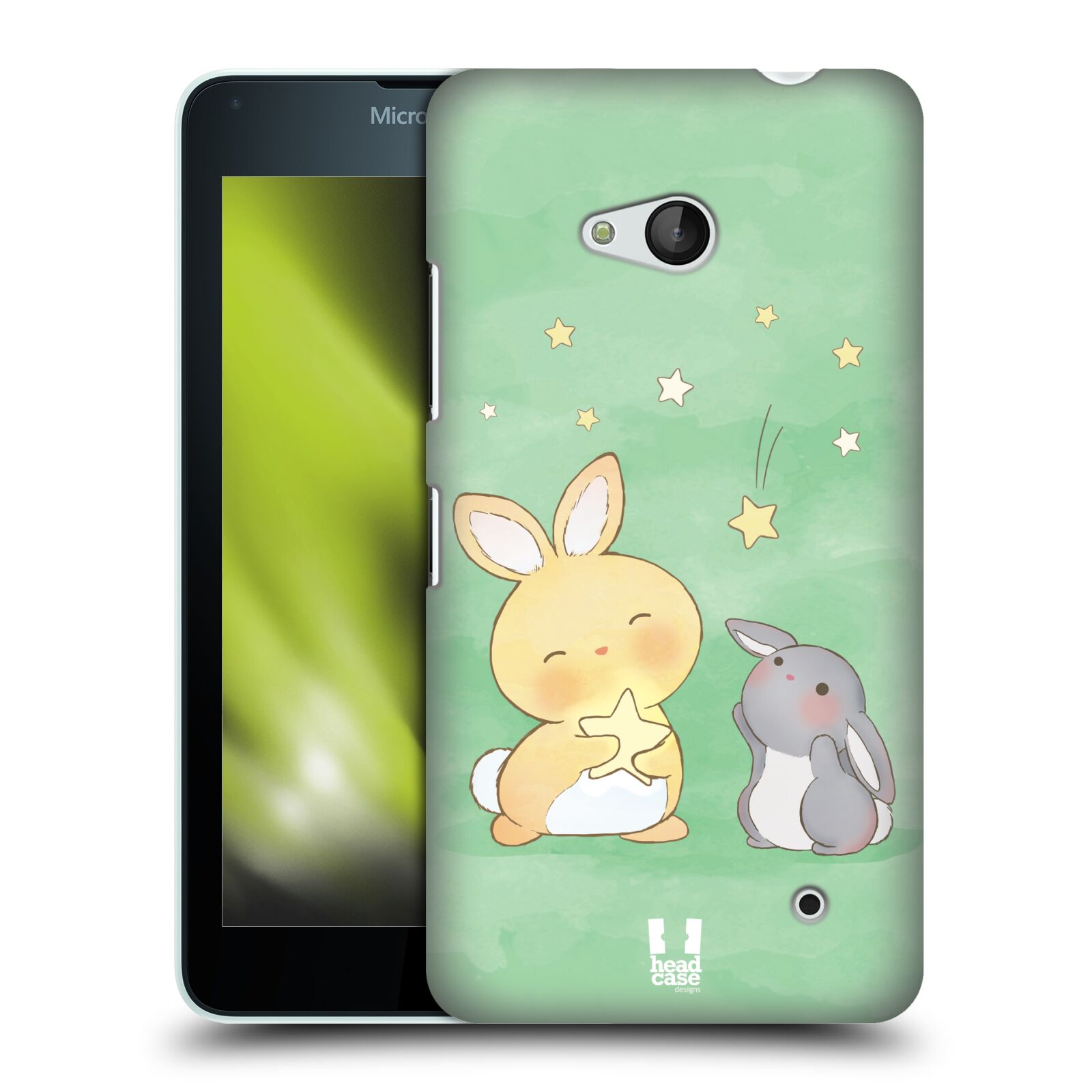 HEAD CASE plastový obal na mobil Nokia Lumia 640 vzor králíček a hvězdy zelená