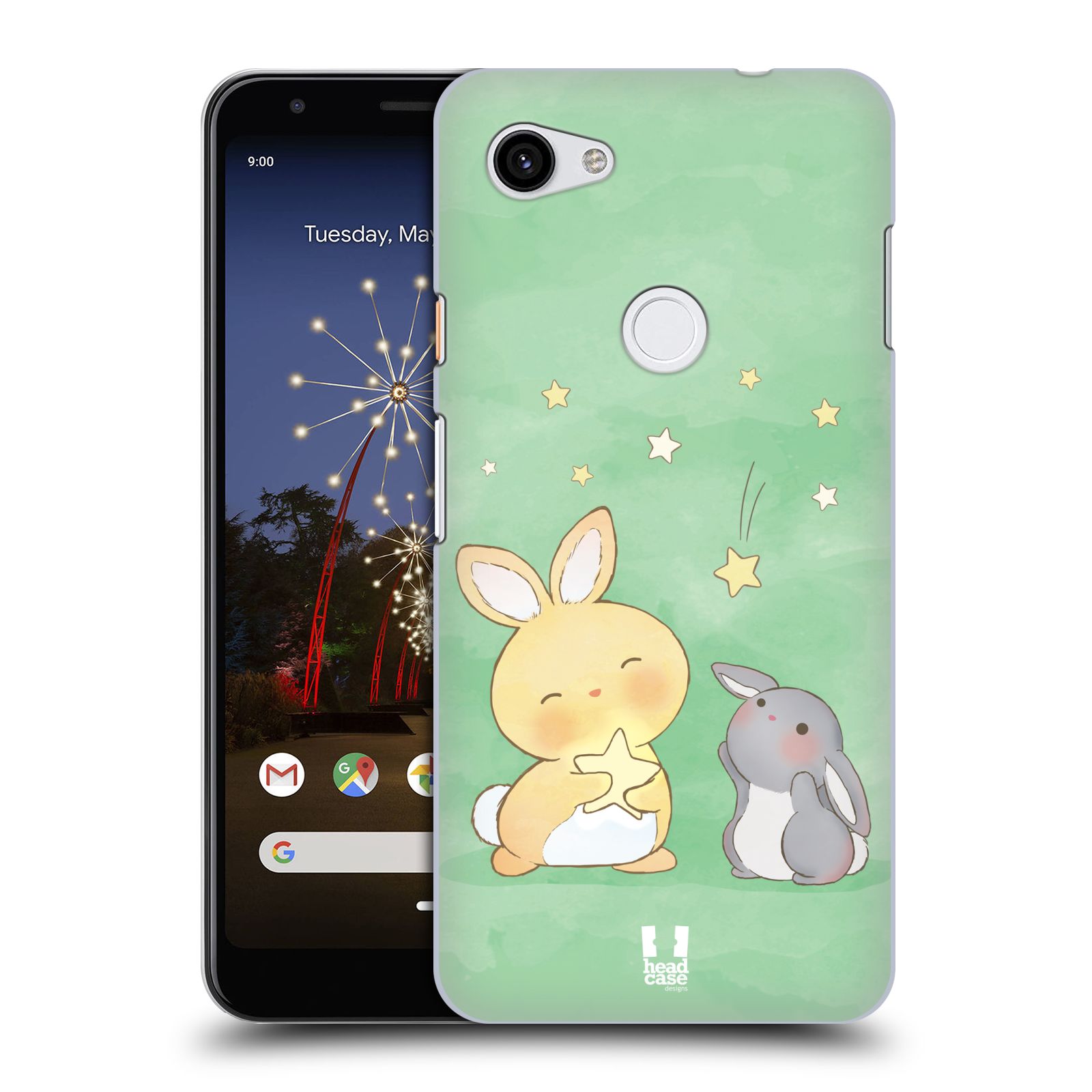 Zadní obal pro mobil Google Pixel 3a XL - HEAD CASE - Dva Zajíčci a hvězdy