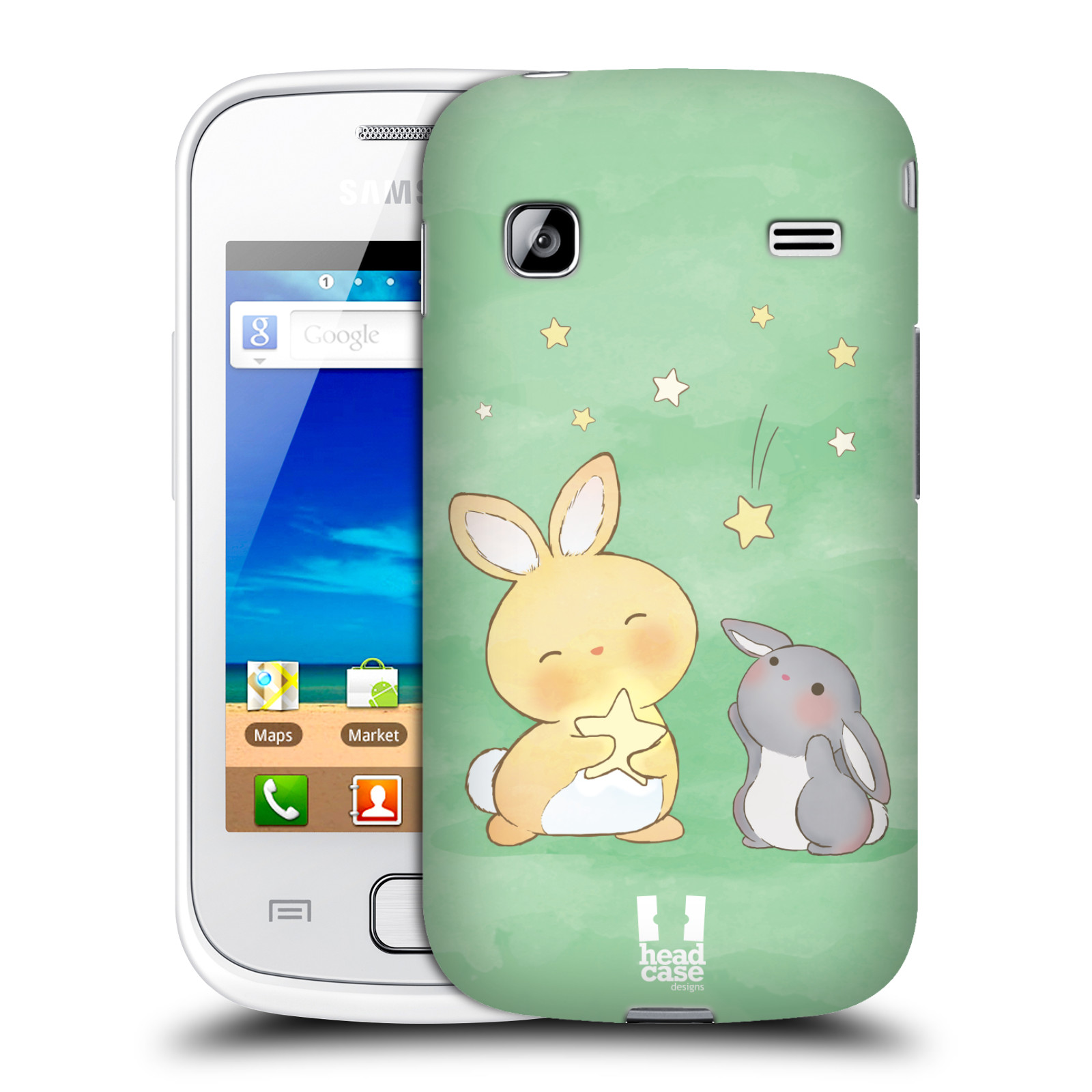 HEAD CASE plastový obal na mobil SAMSUNG GALAXY GIO (S5660) vzor králíček a hvězdy zelená