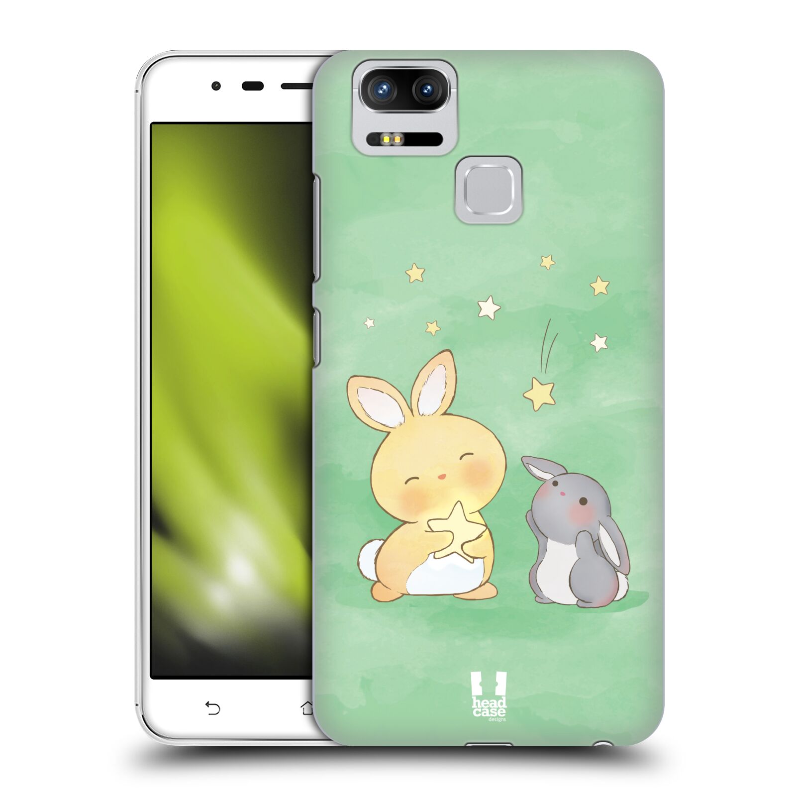 HEAD CASE plastový obal na mobil Asus Zenfone 3 Zoom ZE553KL vzor králíček a hvězdy zelená