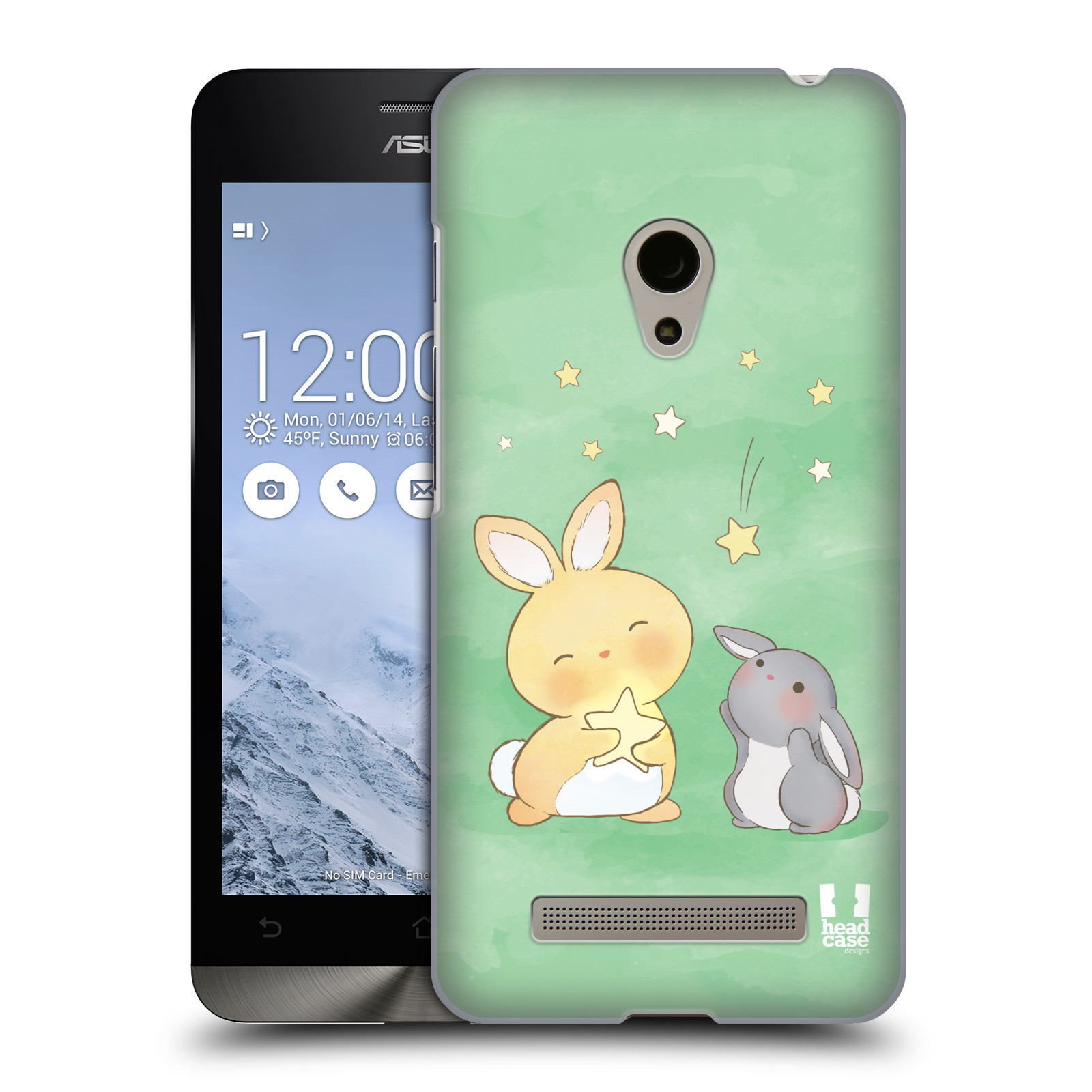HEAD CASE plastový obal na mobil Asus Zenfone 5 vzor králíček a hvězdy zelená