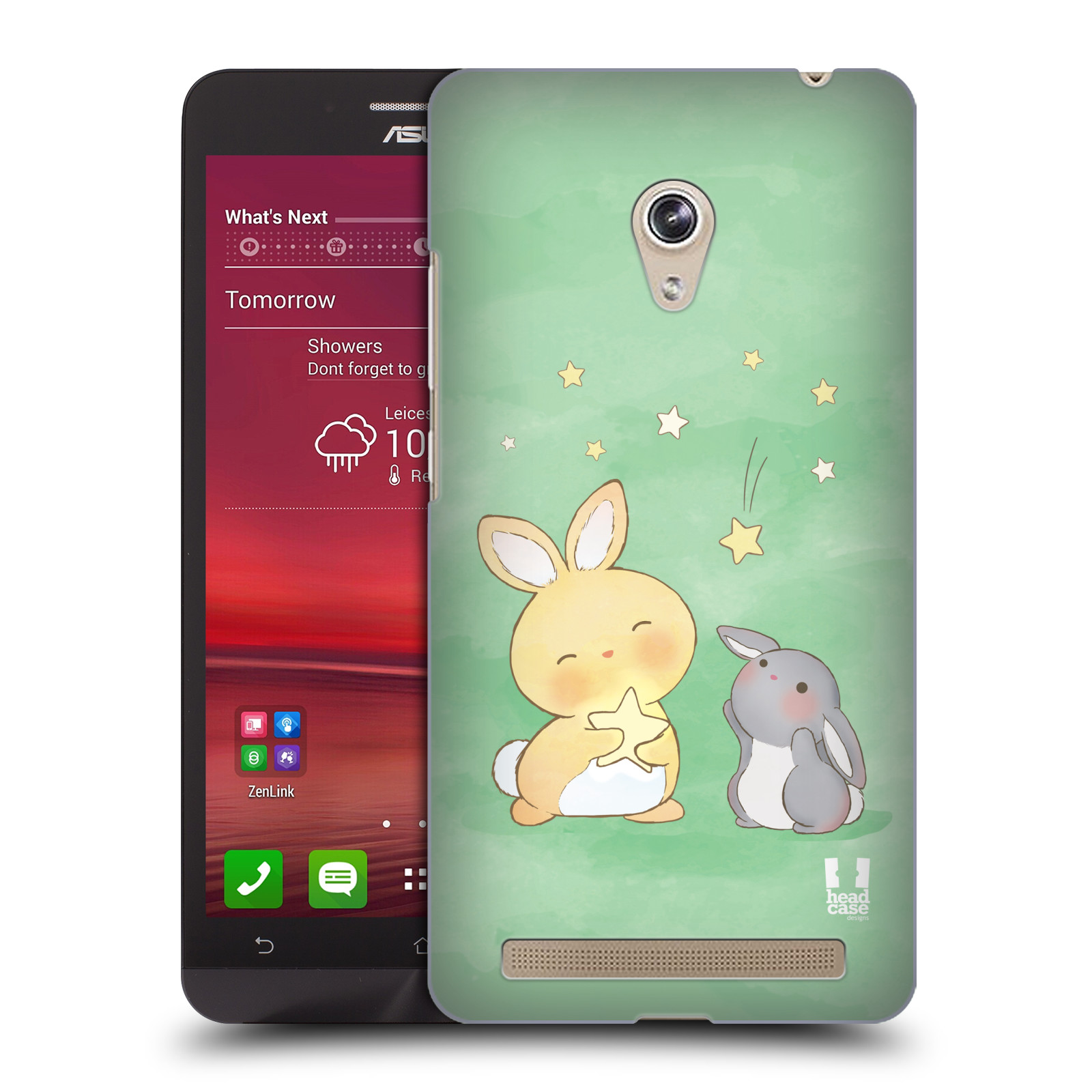 HEAD CASE plastový obal na mobil Asus Zenfone 6 vzor králíček a hvězdy zelená