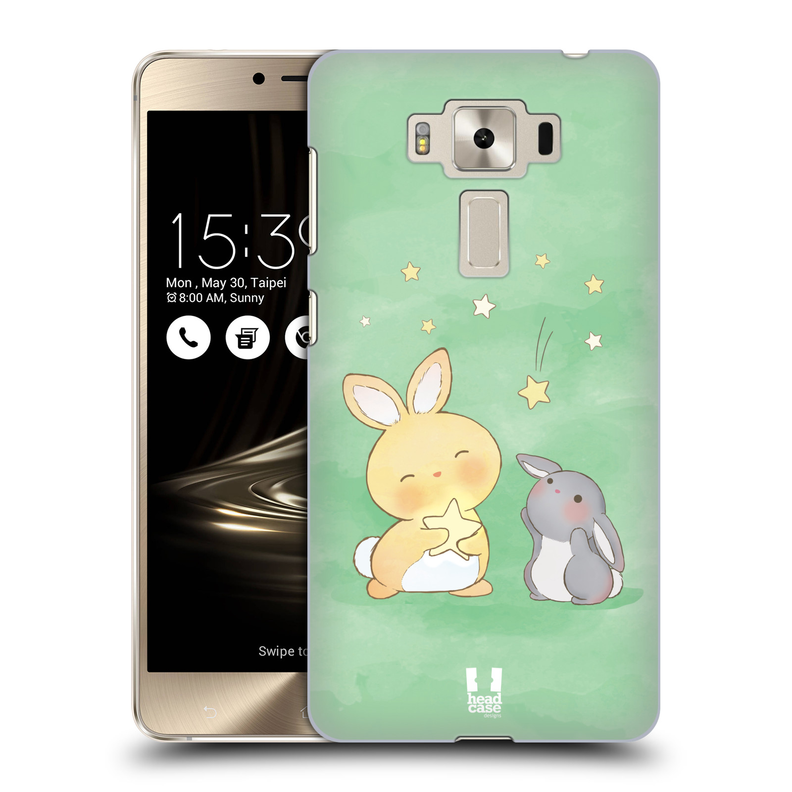 HEAD CASE plastový obal na mobil Asus Zenfone 3 DELUXE ZS550KL vzor králíček a hvězdy zelená