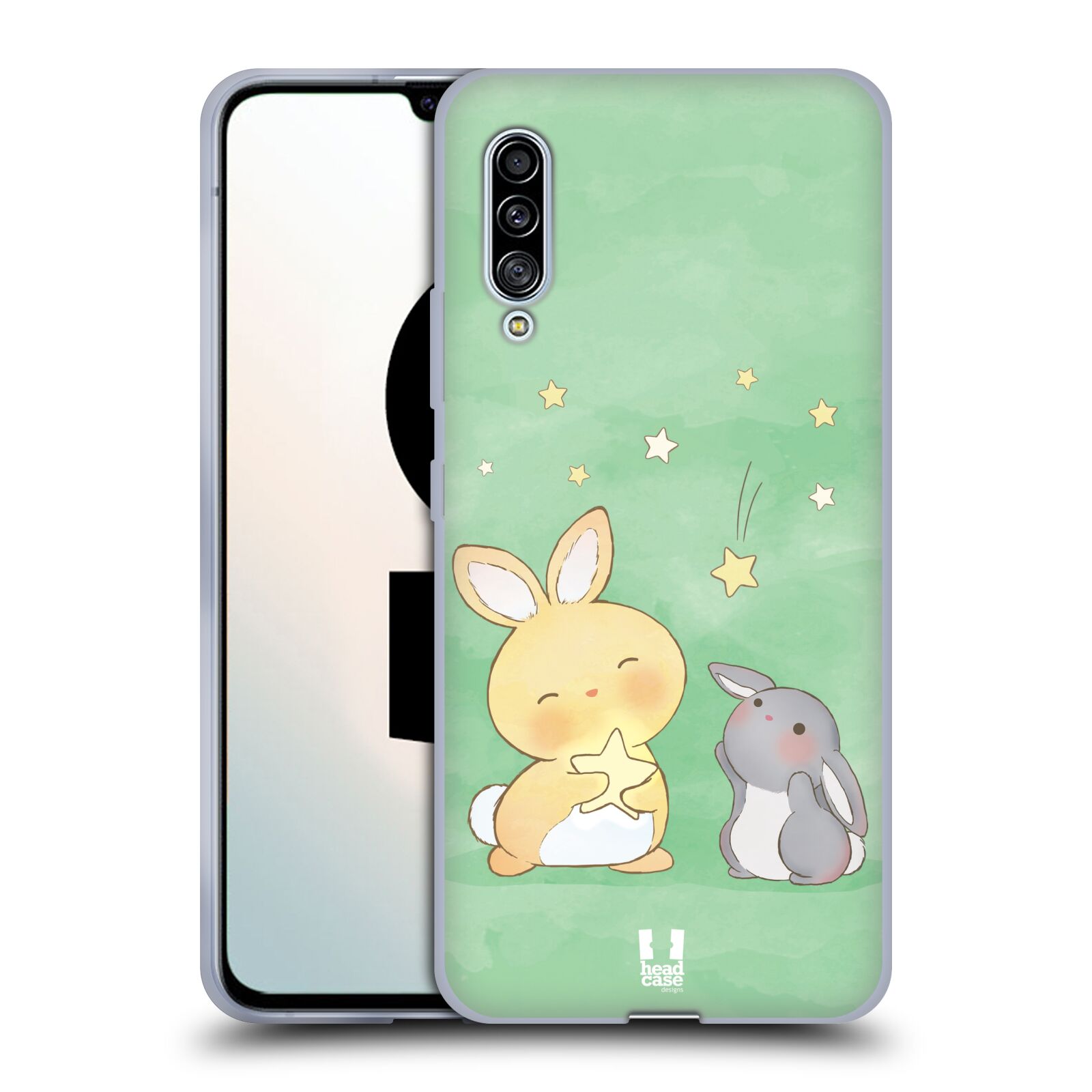 Plastový obal HEAD CASE na mobil Samsung Galaxy A90 5G vzor králíček a hvězdy zelená