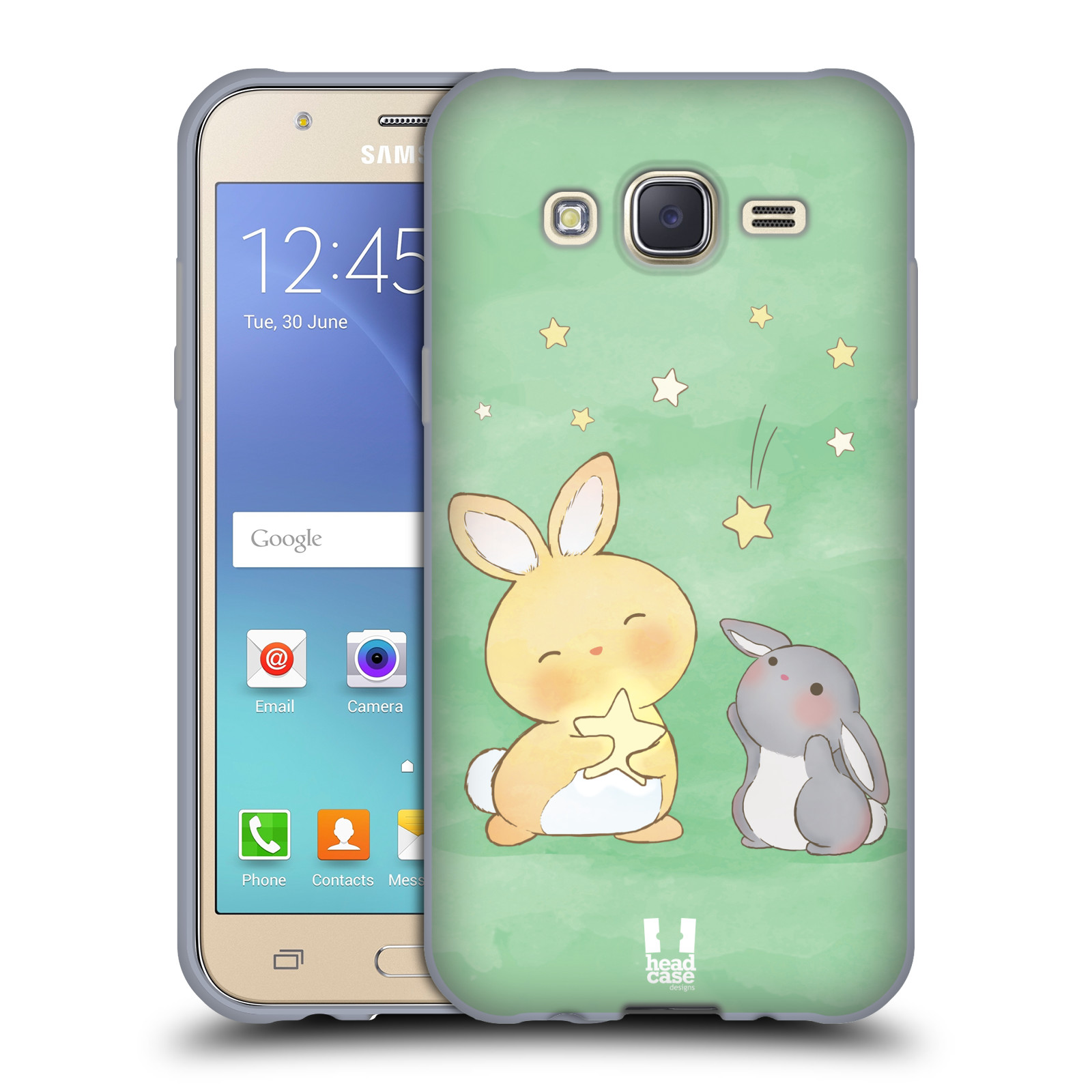 HEAD CASE silikonový obal na mobil Samsung Galaxy J5, J500, (J5 DUOS) vzor králíček a hvězdy zelená