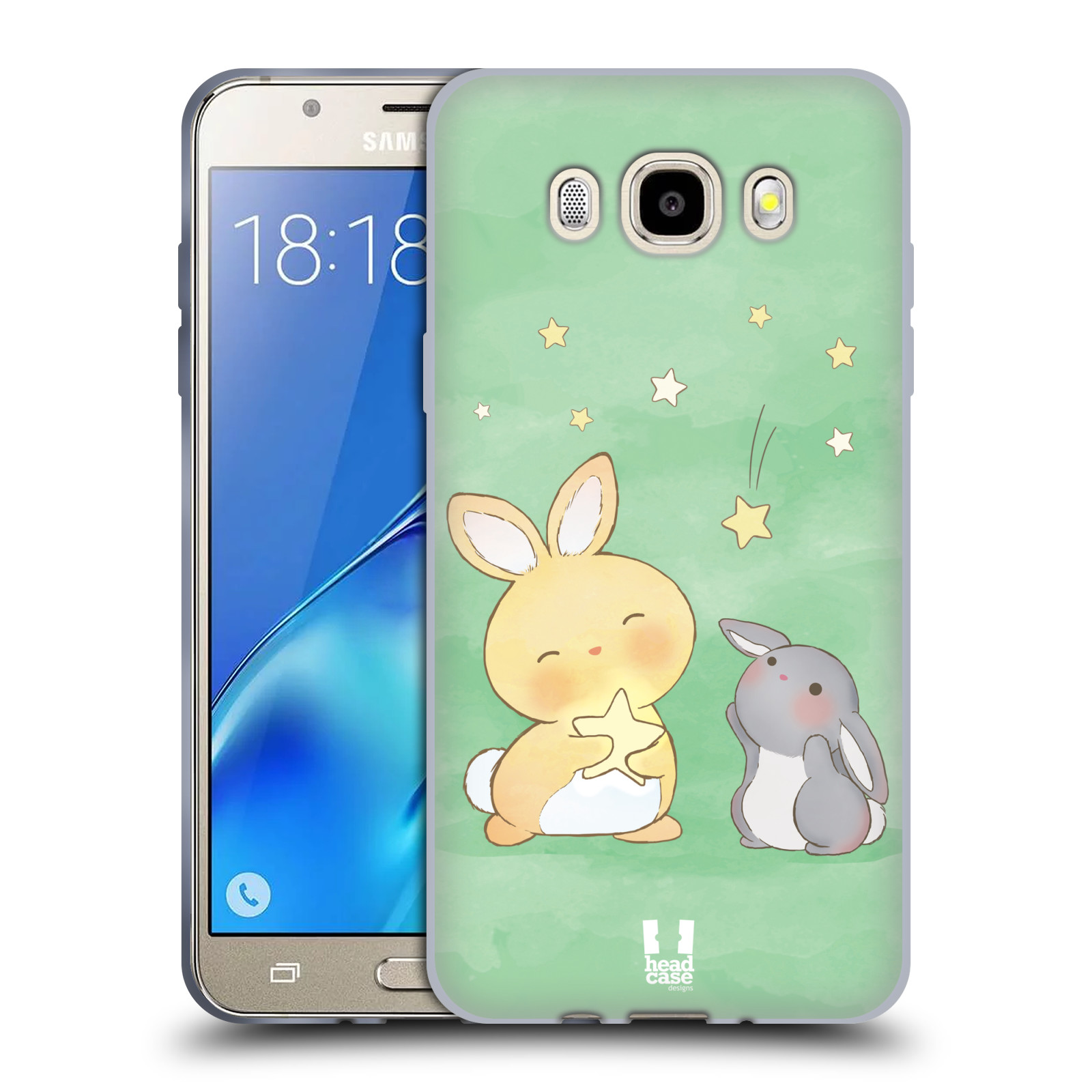 HEAD CASE silikonový obal, kryt na mobil Samsung Galaxy J5 2016, J510, J510F, (J510F DUAL SIM) vzor králíček a hvězdy zelená