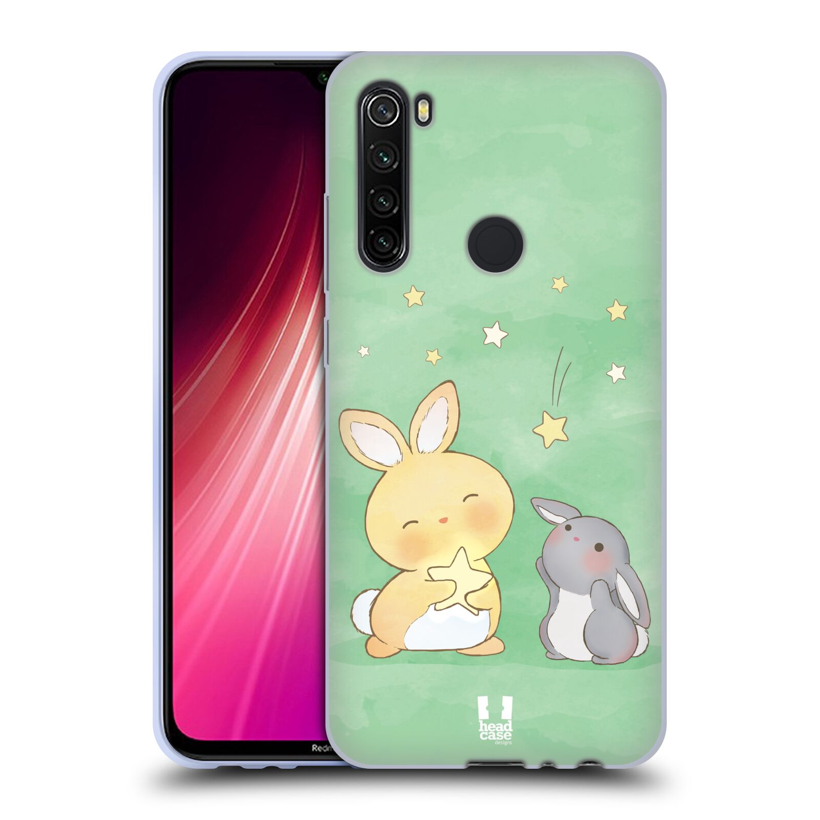 Plastový obal HEAD CASE na mobil Xiaomi Redmi Note 8T vzor králíček a hvězdy zelená