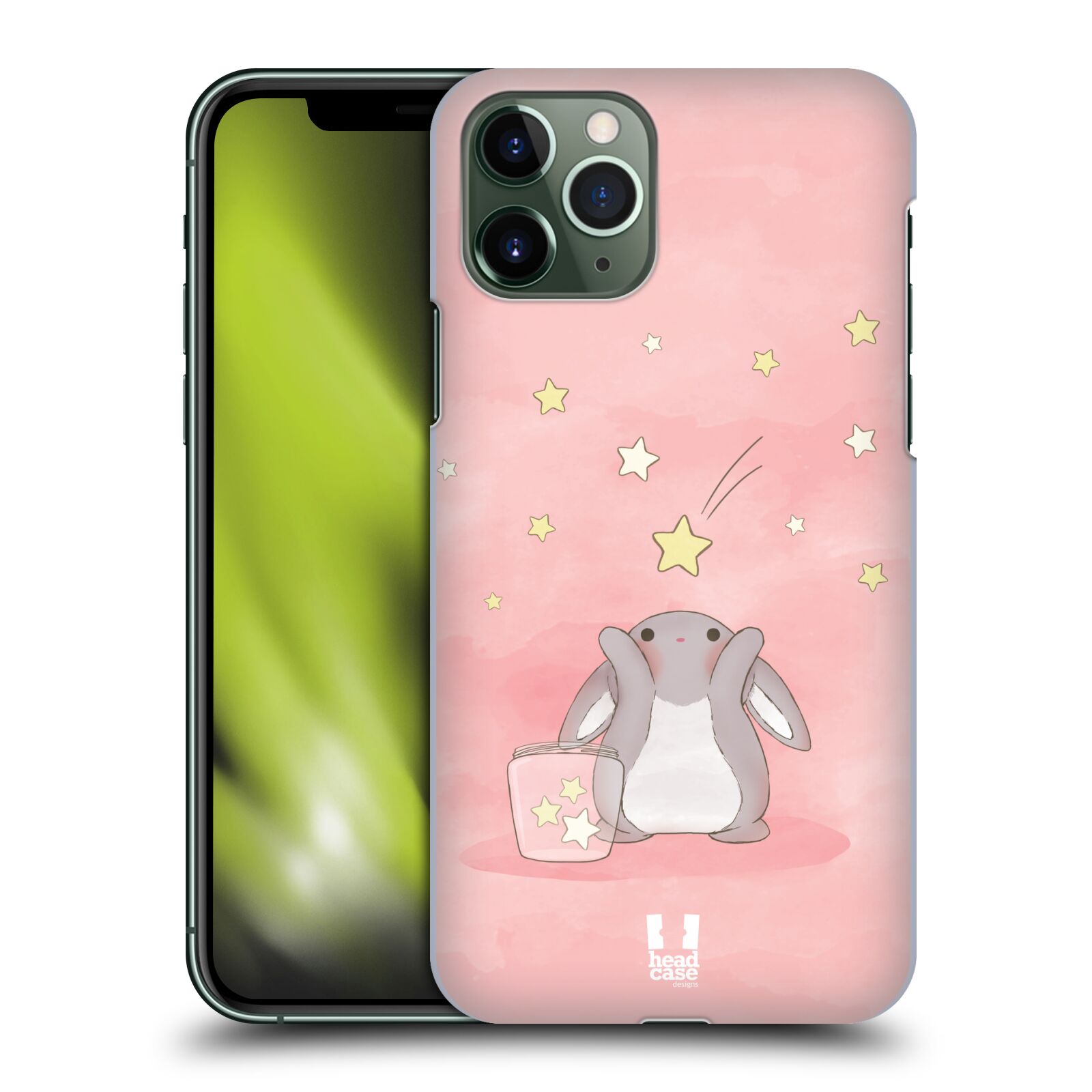 Pouzdro na mobil Apple Iphone 11 PRO - HEAD CASE - vzor králíček a hvězdy růžová