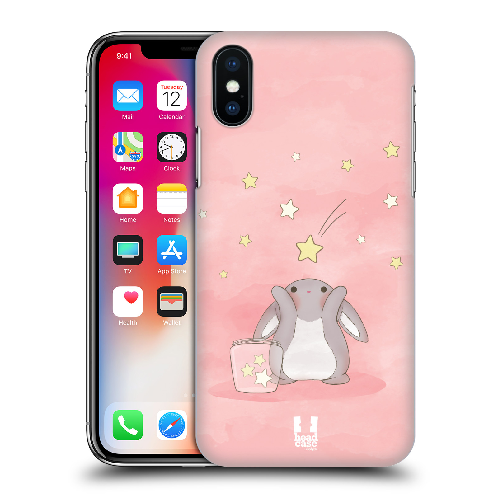 HEAD CASE plastový obal na mobil Apple Iphone X / XS vzor králíček a hvězdy růžová