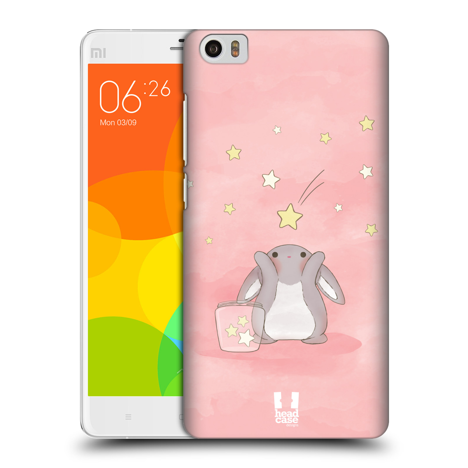 HEAD CASE pevný plastový obal na mobil XIAOMI Mi Note vzor králíček a hvězdy růžová