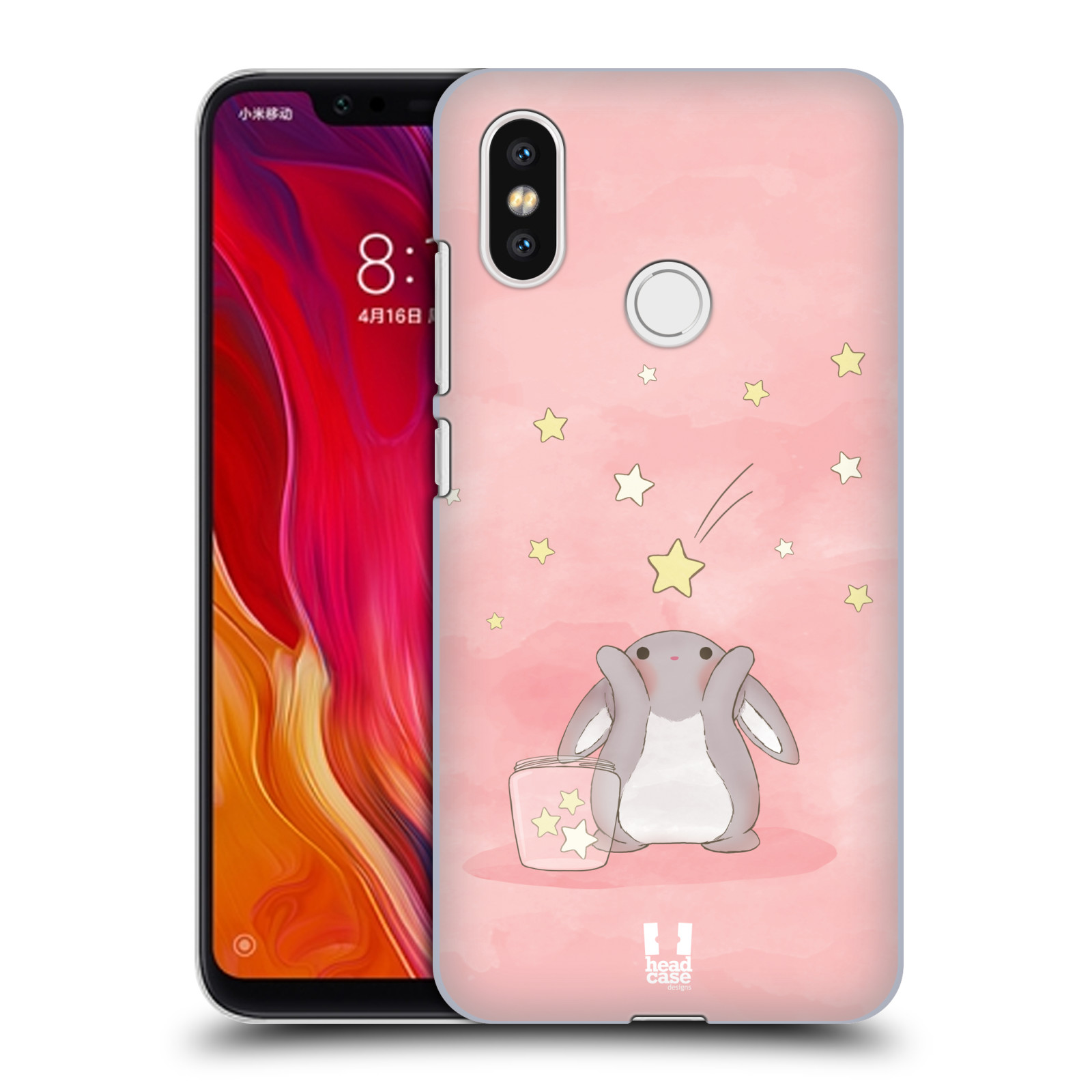 HEAD CASE plastový obal na mobil Xiaomi Mi 8 vzor králíček a hvězdy růžová