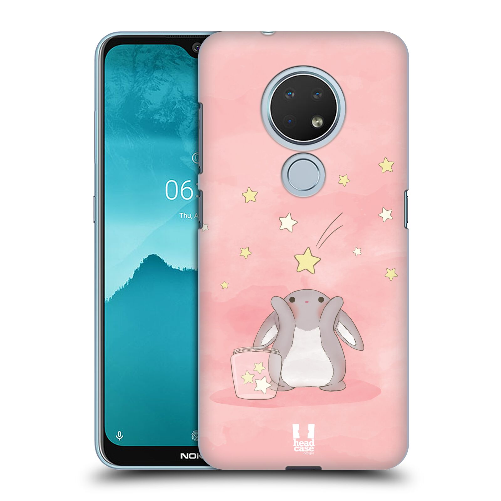 Pouzdro na mobil Nokia 6.2 - HEAD CASE - vzor králíček a hvězdy růžová