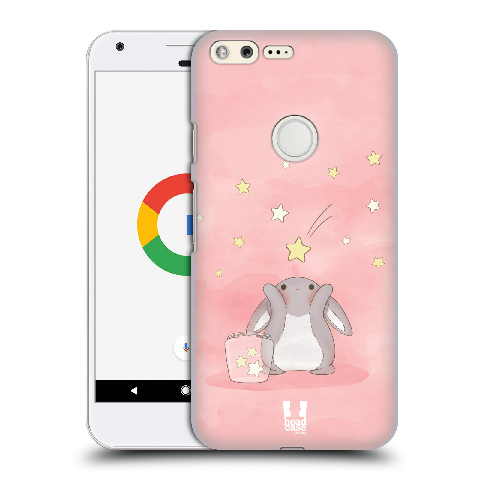HEAD CASE plastový obal na mobil GOOGLE Pixel vzor králíček a hvězdy růžová