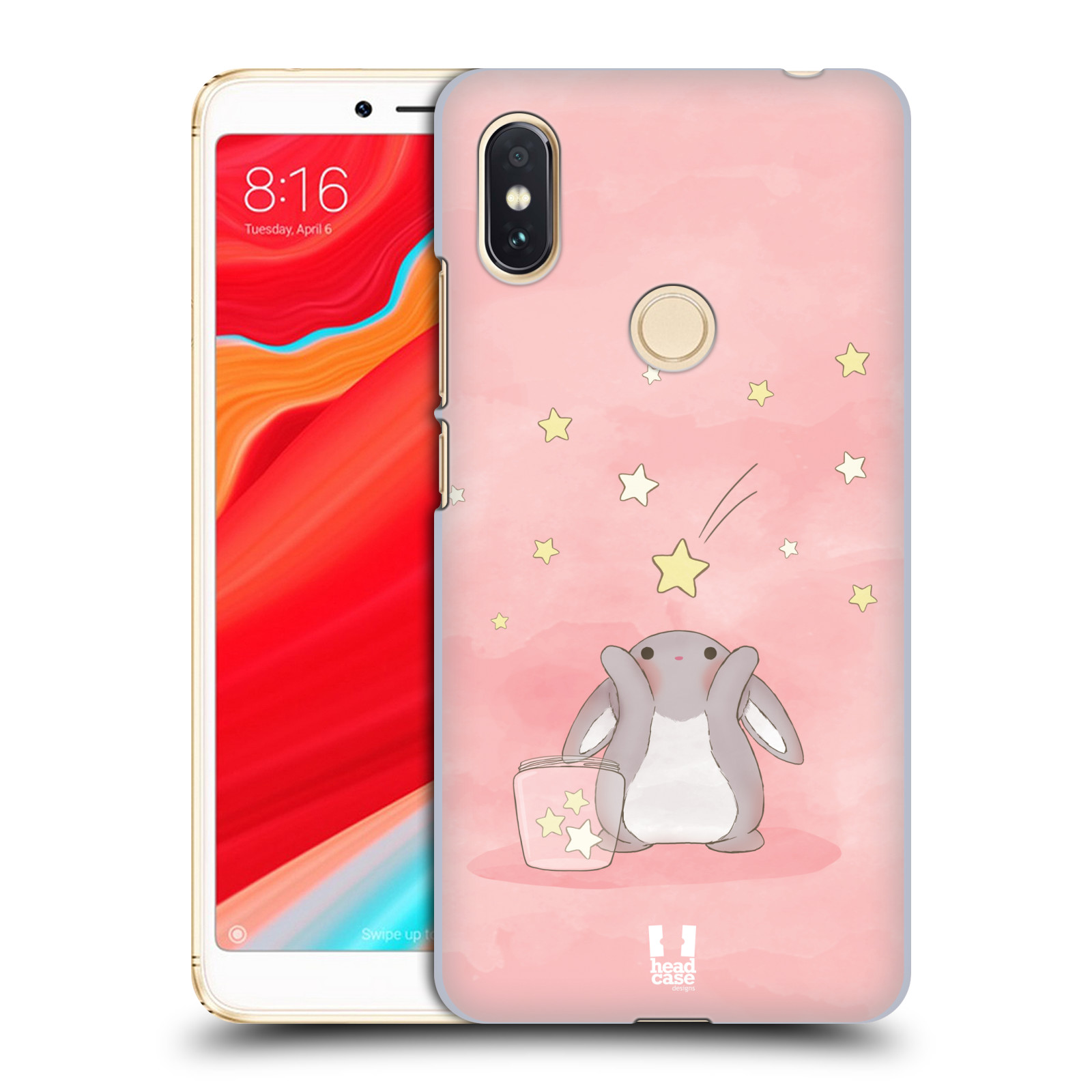 HEAD CASE plastový obal na mobil Xiaomi Redmi S2 vzor králíček a hvězdy růžová
