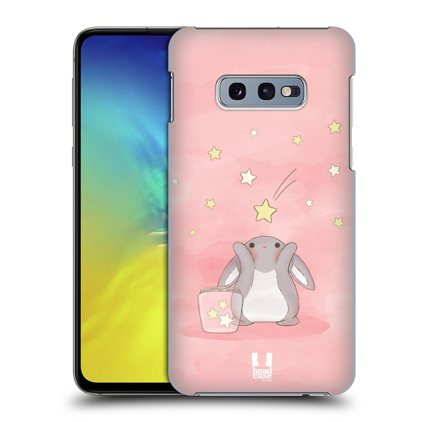 Pouzdro na mobil Samsung Galaxy S10e - HEAD CASE - vzor králíček a hvězdy růžová